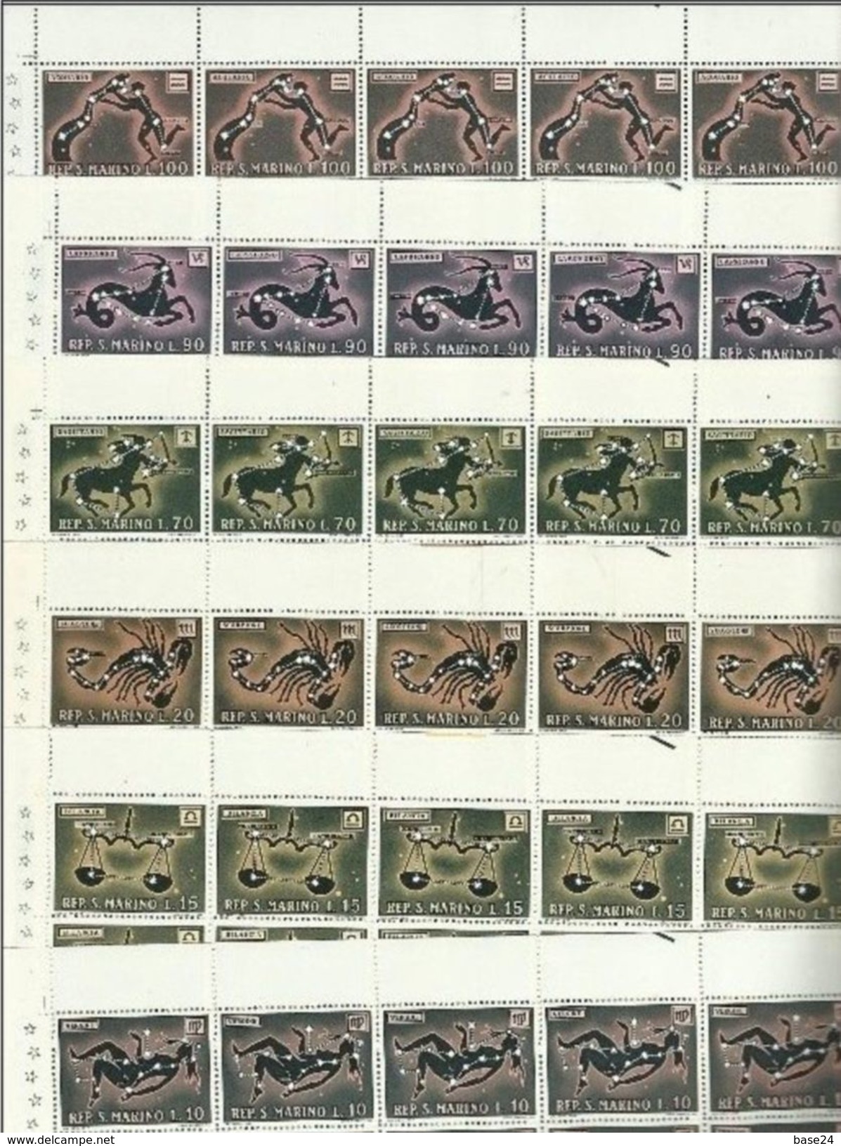 1970 San Marino Saint Marin ZODIACO ZODIAC 50 Serie Di 12v. In Foglio MNH** Sheets Segni Zodiacali - Astrologia