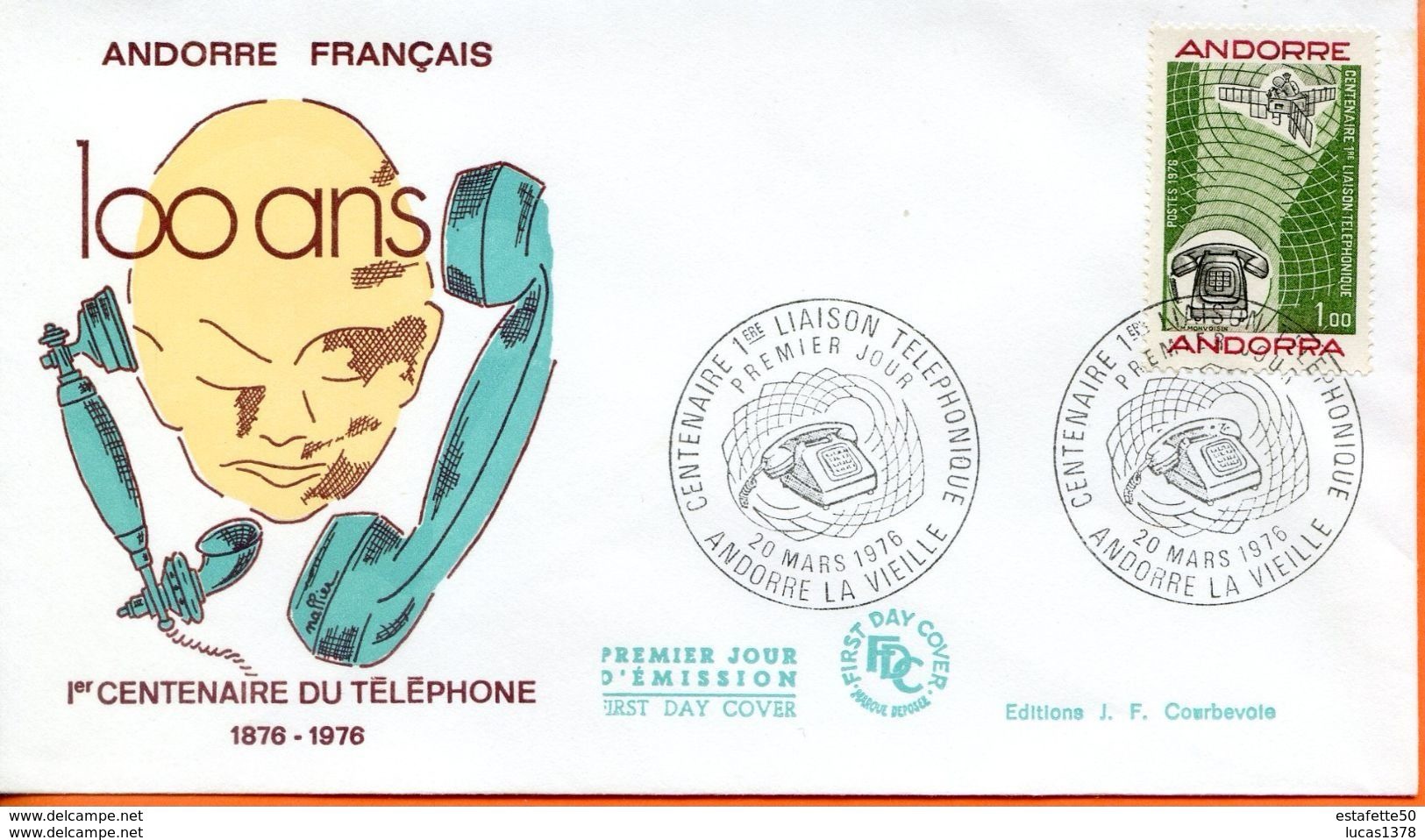 Andorre,Andorra ; FDC 1976 " Centenaire Du Téléphone " - FDC