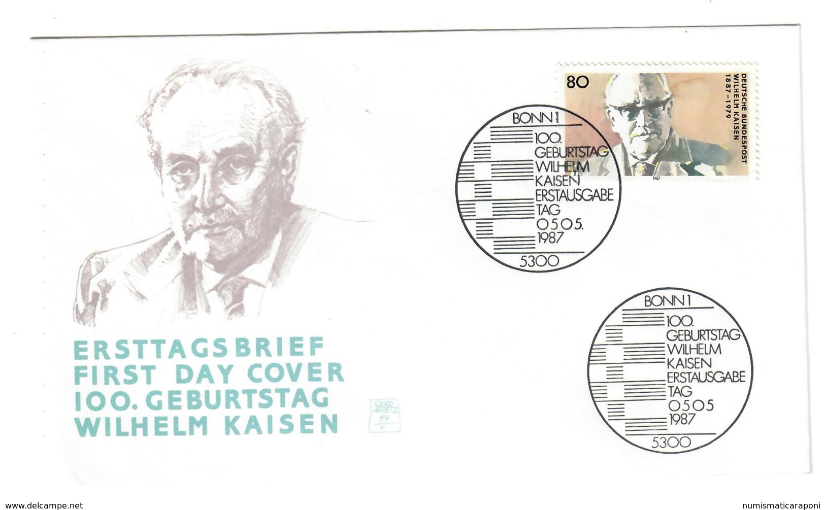 Germany Federale RFG 1987  Wilhelm Kaisen Su Busta Cod.bu.119 - Altri & Non Classificati