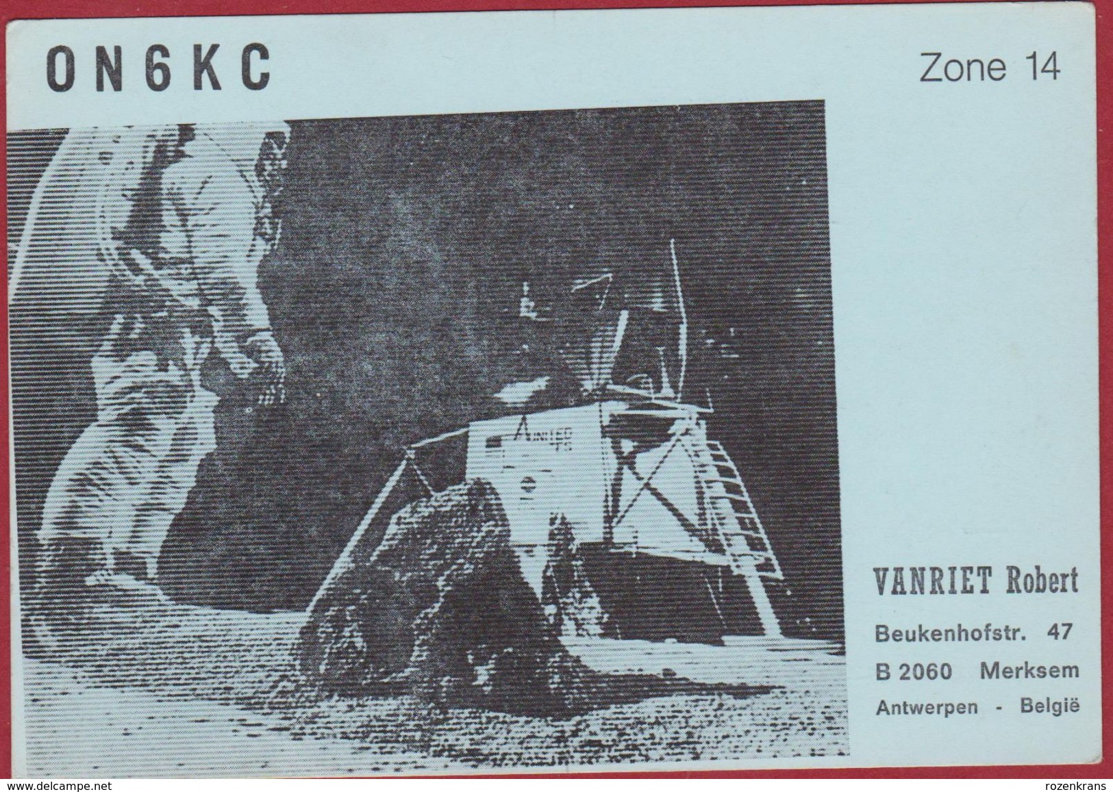 QSL Card Amateur Radio Station CB 1974 Astronaut Space Spaceflight Ruimtevaart Merksem Apollo Moon Landing Lunar - Amateurfunk