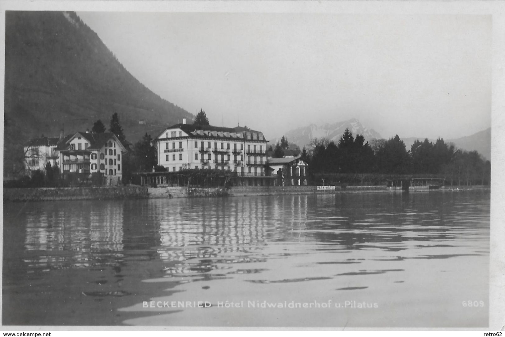 BECKENRIED → Hotel Niedewaldnerhof Vom See Her Gesehen, Fotokarte Ca.1930 - Beckenried