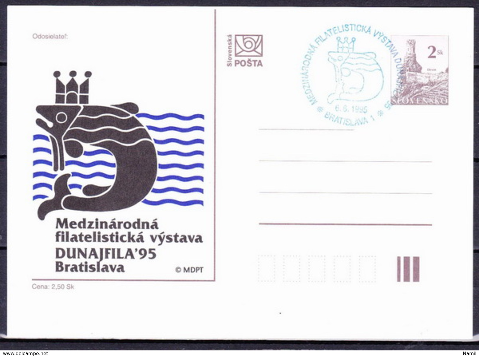 Slovaquie 1995 Entier (CDV 10) Obliteré, Cachet Exposition Philatélique Internationale - Postcards