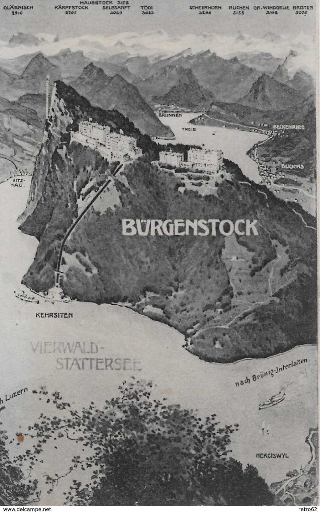 BÜRGENSTOCK → Hotels Mit Dem Aufzug Und Der Bahn, Ca.1910 - Other & Unclassified