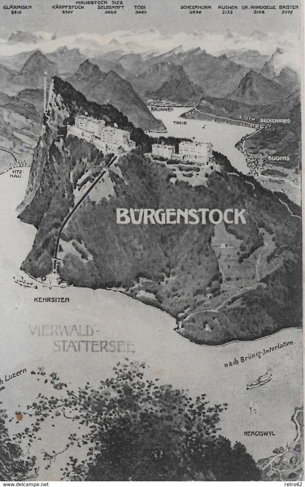 BÜRGENSTOCK → Hotels Mit Dem Aufzug Und Der Bahn, Ca.1910 - Sonstige & Ohne Zuordnung