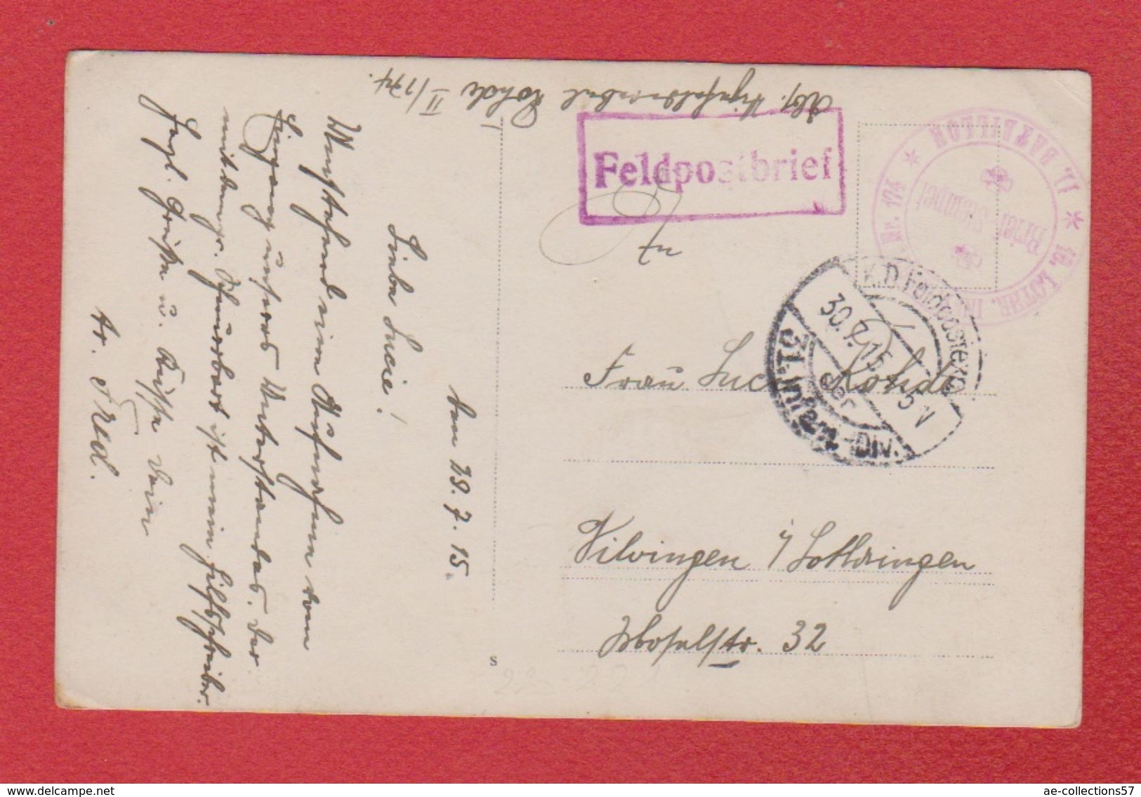 Région Kalwariia - Mariampol  --  Carte Photo Tranchée Allemande -- 31 Inf Div  -- 30/7/1915 - Pologne