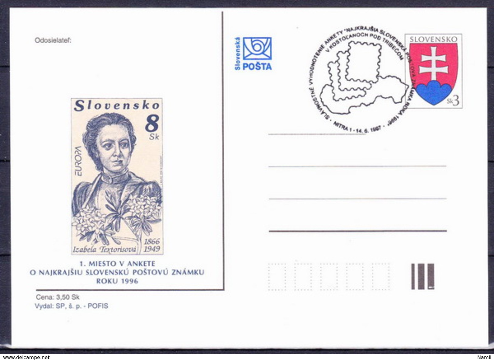 Slovaquie 1997 Entier (CDV 21) Obliteré, - Cartoline Postali