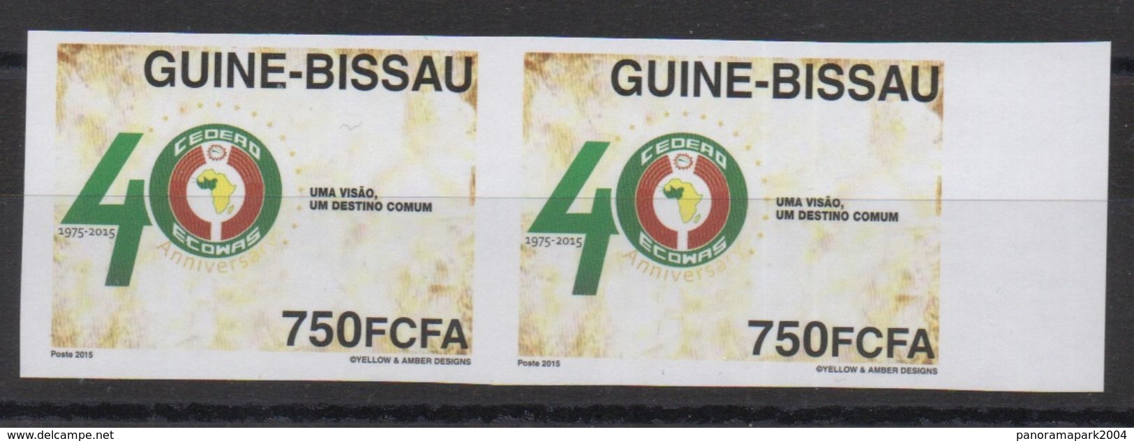 ULTRA RARE UNISSUED IMPERF PAIR 750F VAL !!! Guiné-Bissau Guinea Guinée 2015 Joint Issue CEDEAO ECOWAS - Gezamelijke Uitgaven