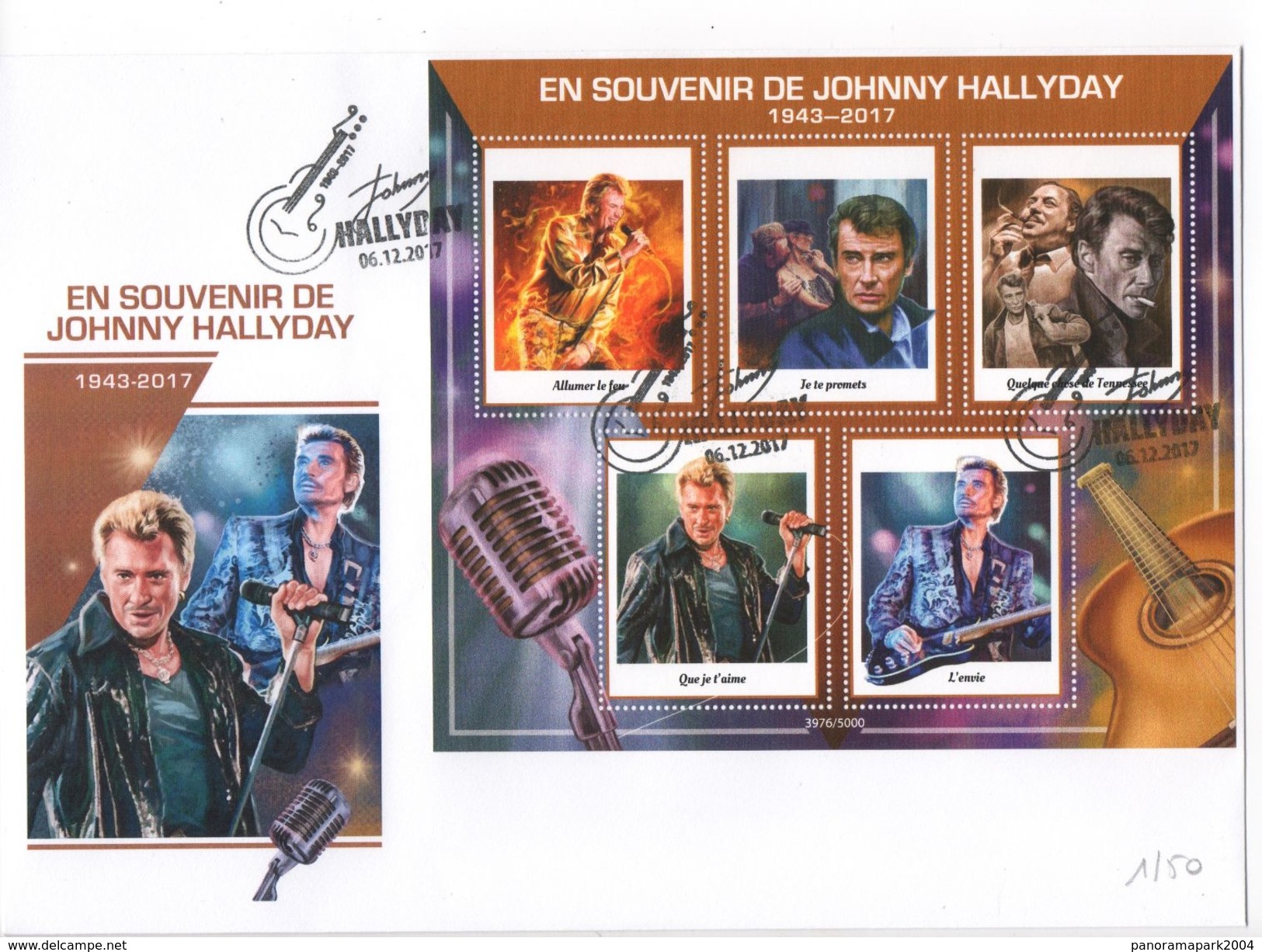 Enveloppe Collector Johnny Hallyday 1943 - 2017 Souvenir Hommage Cachet N°2 - Objetos Derivados
