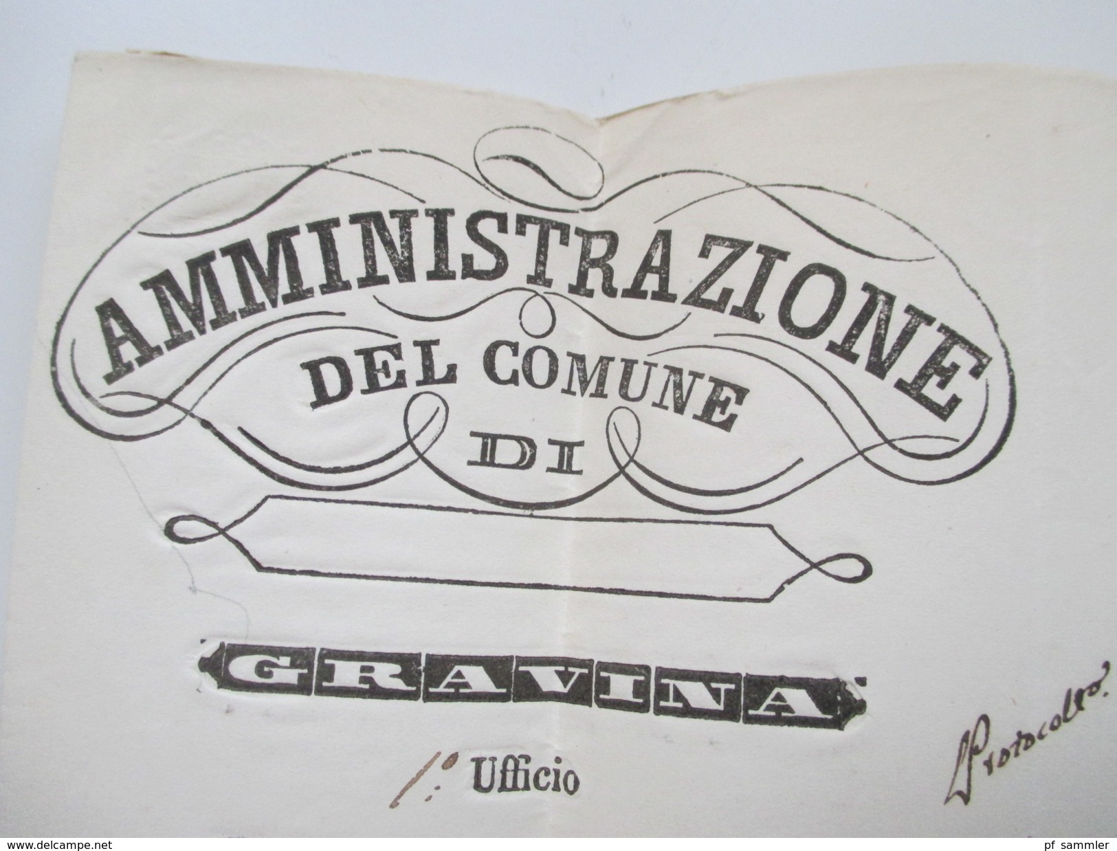 Italien Vorphila 1850 Gravina Amministrazione Del Comune die Gravina. 2 schöne Stempel! Behördenpost!