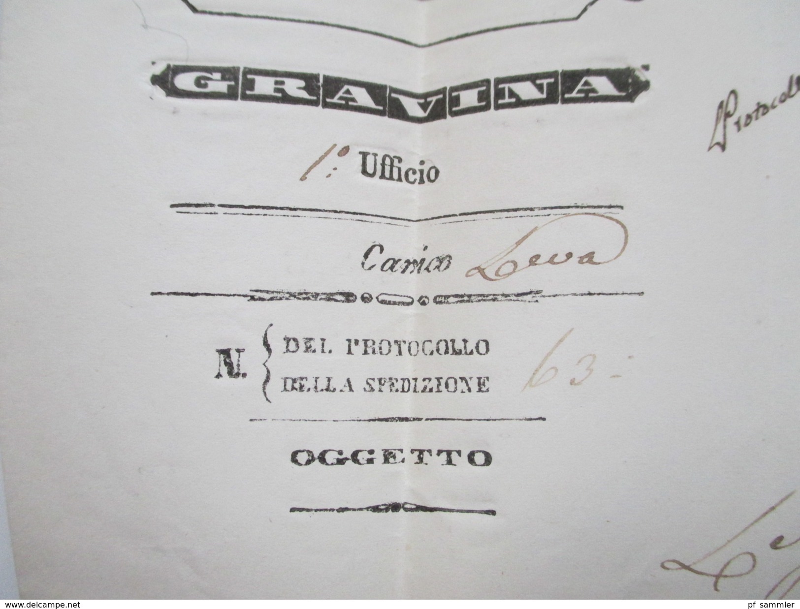 Italien Vorphila 1850 Gravina Amministrazione Del Comune die Gravina. 2 schöne Stempel! Behördenpost!