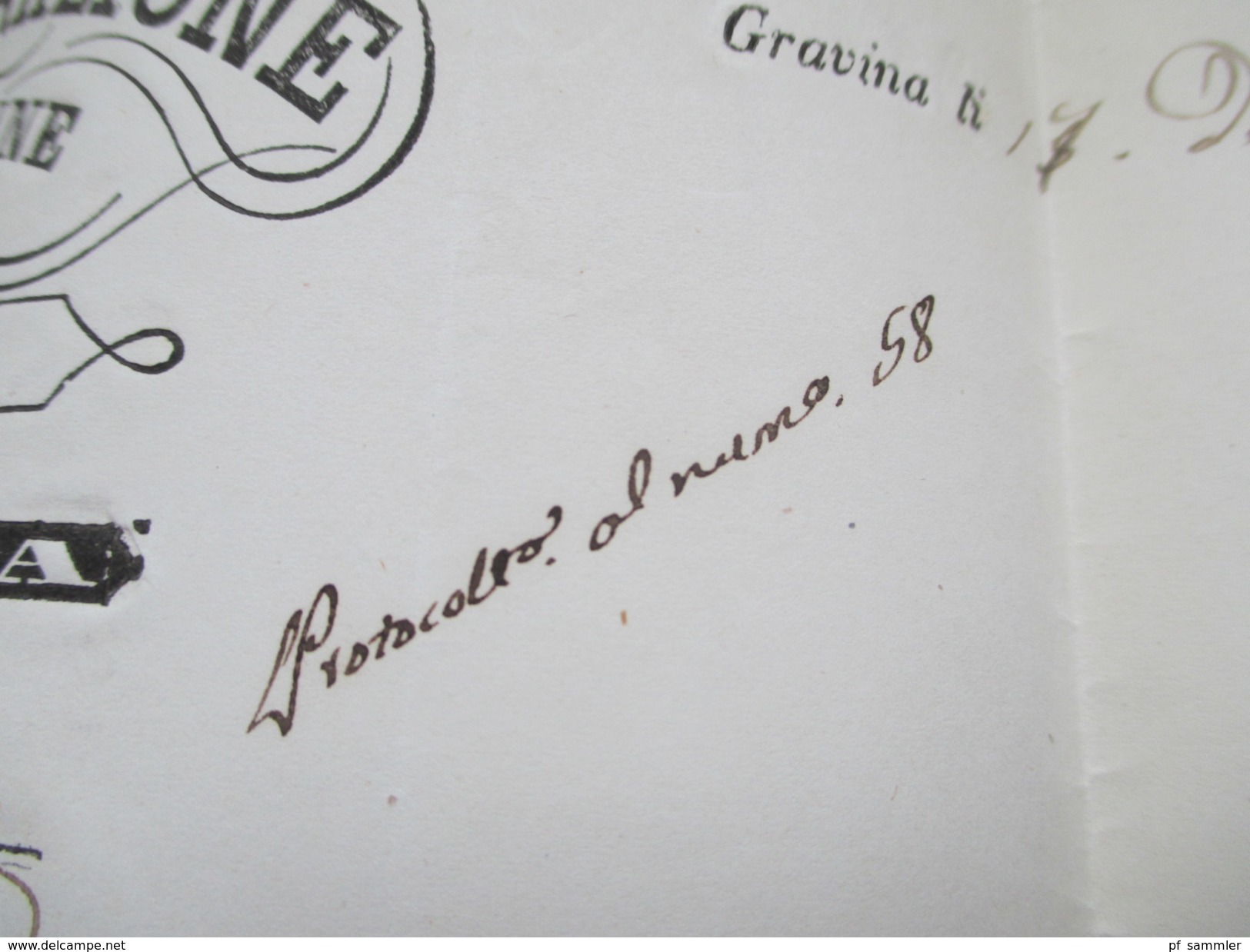 Italien Vorphila 1850 Gravina Amministrazione Del Comune die Gravina. 2 schöne Stempel! Behördenpost!