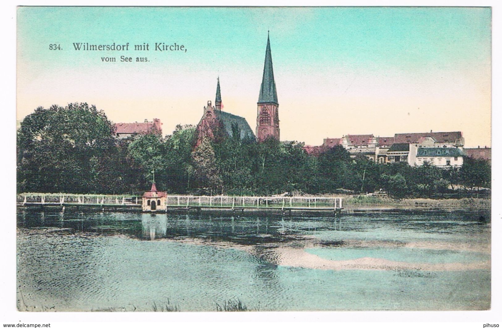 D-7989    WILMERSDORF : Mit Kirche -vom See Aus - Wilmersdorf