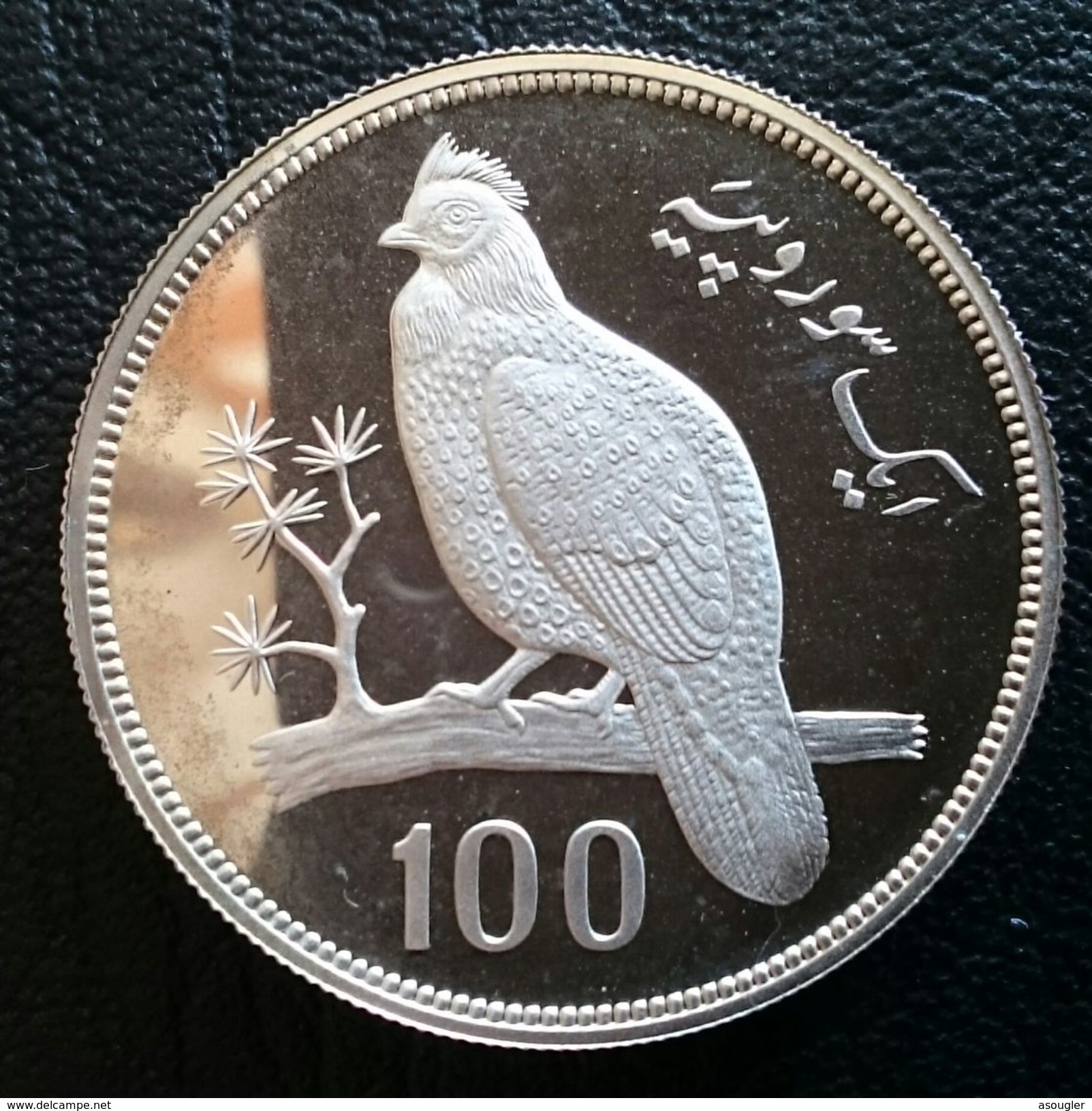 PAKISTAN 100 RUPEES 1976 SILVER PROOF "Conservation" Free Shipping Via Registered - Pakistan