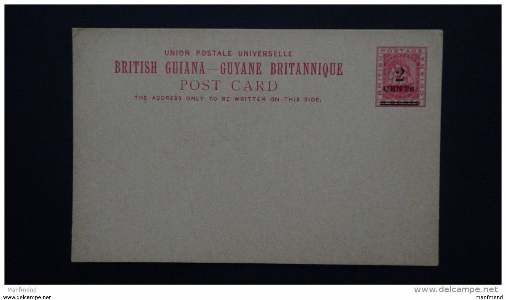 British Guiana - 1892 - 2 Cents On 3 Cents* - Post Card - Postal Stationery  - Look Scan - British Guiana (...-1966)