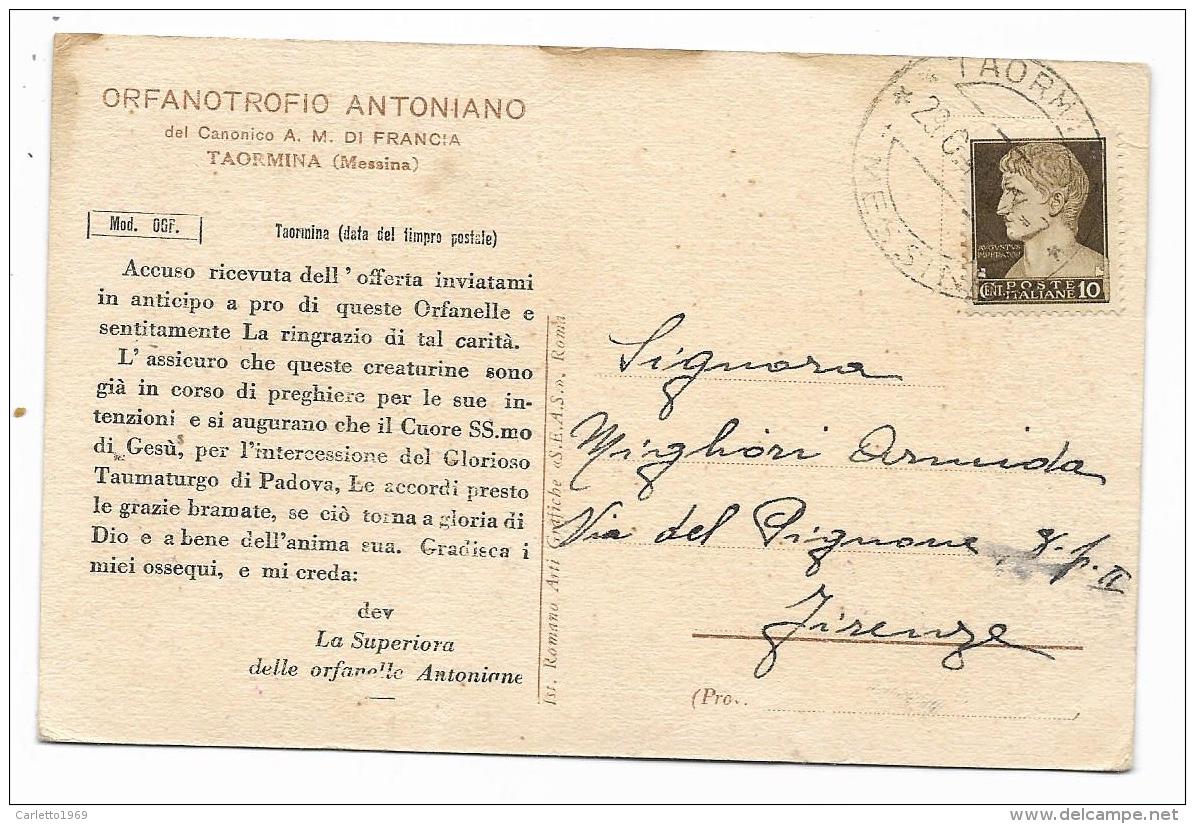 ORFANOTROFIO ANTONIANO DEL CANONICO A.M. DI FRANCIA - TAORMINA MESSINA -  VIAGGIATA FP - Messina