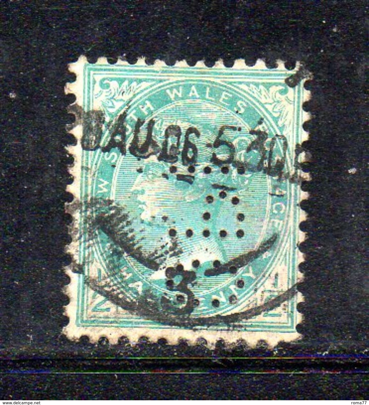 W174 - NEW SOUTH WALES , 1/2 Cents Usato . Fil Crown On A : PERFIN PERFINS - Usati