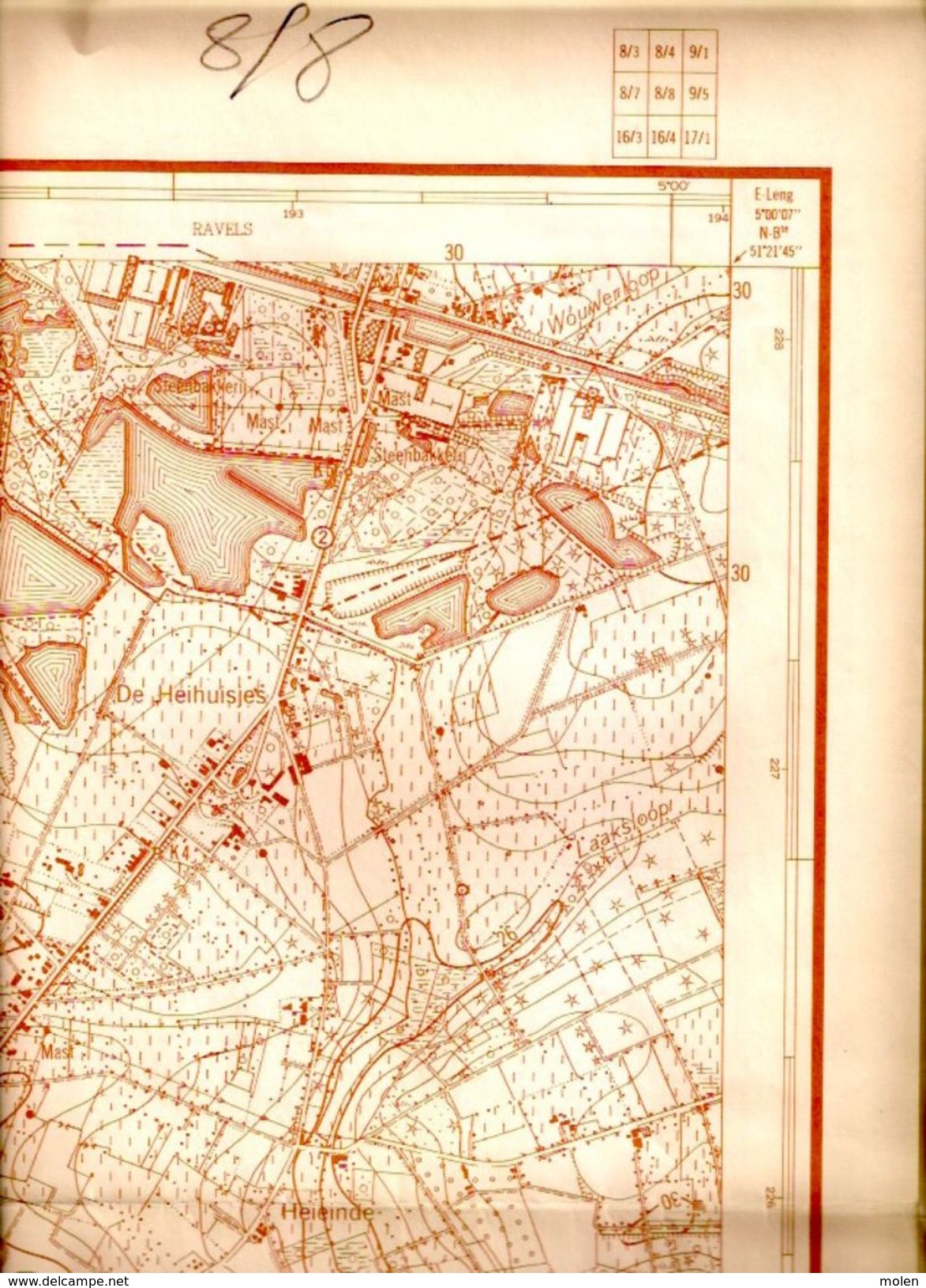 GROTE STAFKAART 8/8 Situatie 1961 TURNHOUT VOSSELAAR OUD-TURNHOUT ZEVERDONK GROOT-REES OOSTHOVEN SCHORVOORT RAVELS S257 - Turnhout