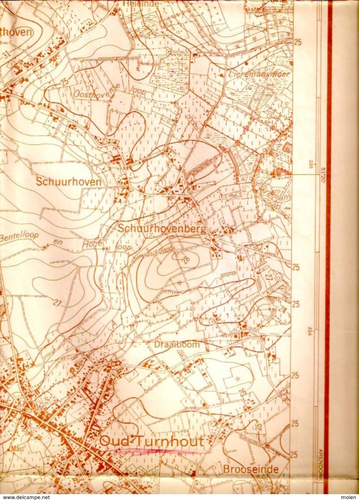 GROTE STAFKAART 8/8 Situatie 1961 TURNHOUT VOSSELAAR OUD-TURNHOUT ZEVERDONK GROOT-REES OOSTHOVEN SCHORVOORT RAVELS S257