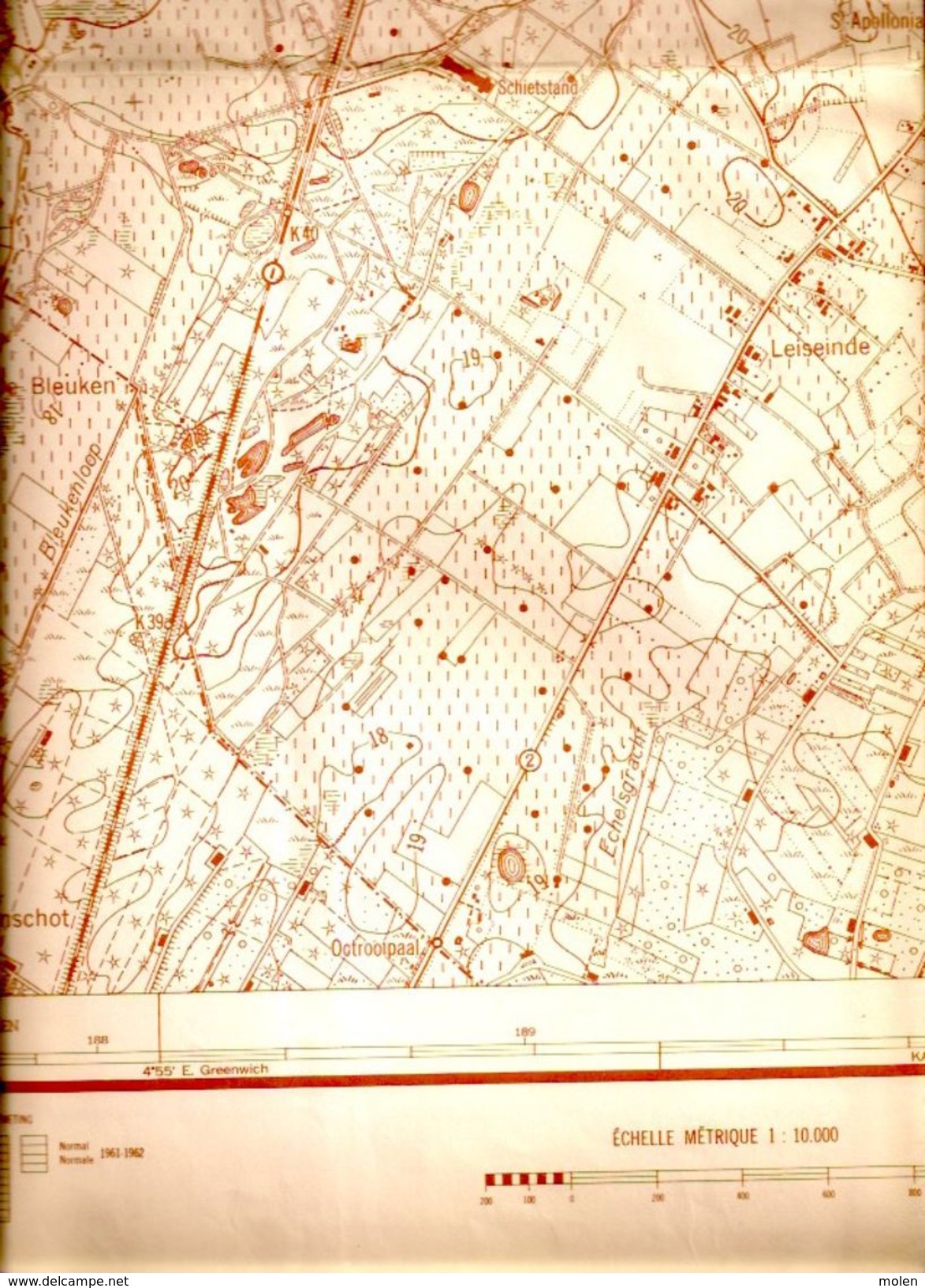 GROTE STAFKAART 8/8 Situatie 1961 TURNHOUT VOSSELAAR OUD-TURNHOUT ZEVERDONK GROOT-REES OOSTHOVEN SCHORVOORT RAVELS S257