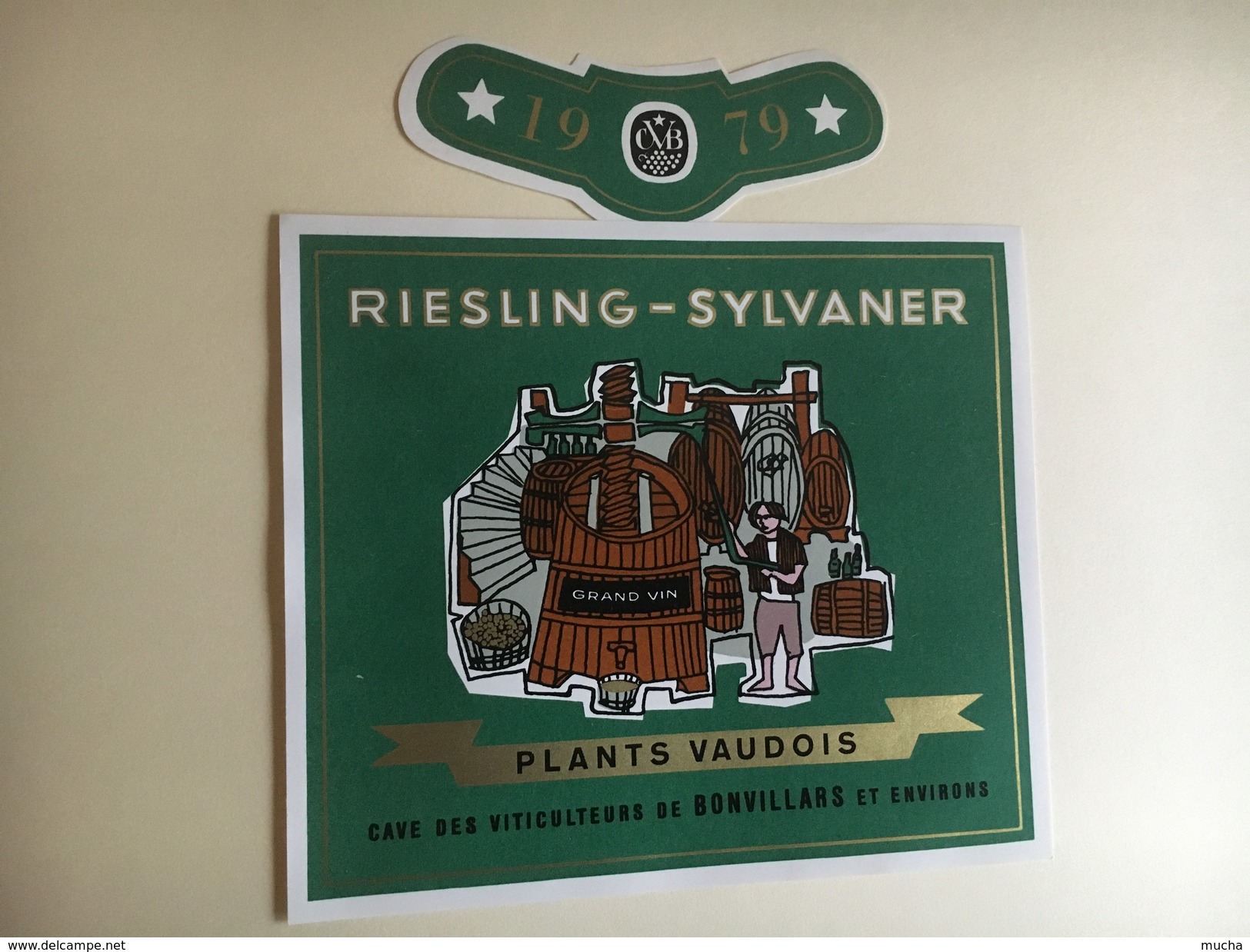 6336 - Riesling-Sylvaner 1979 Plants Vaudois  Bonvillars  Suisse 2 étiquettes  2 Tailles - Autres & Non Classés