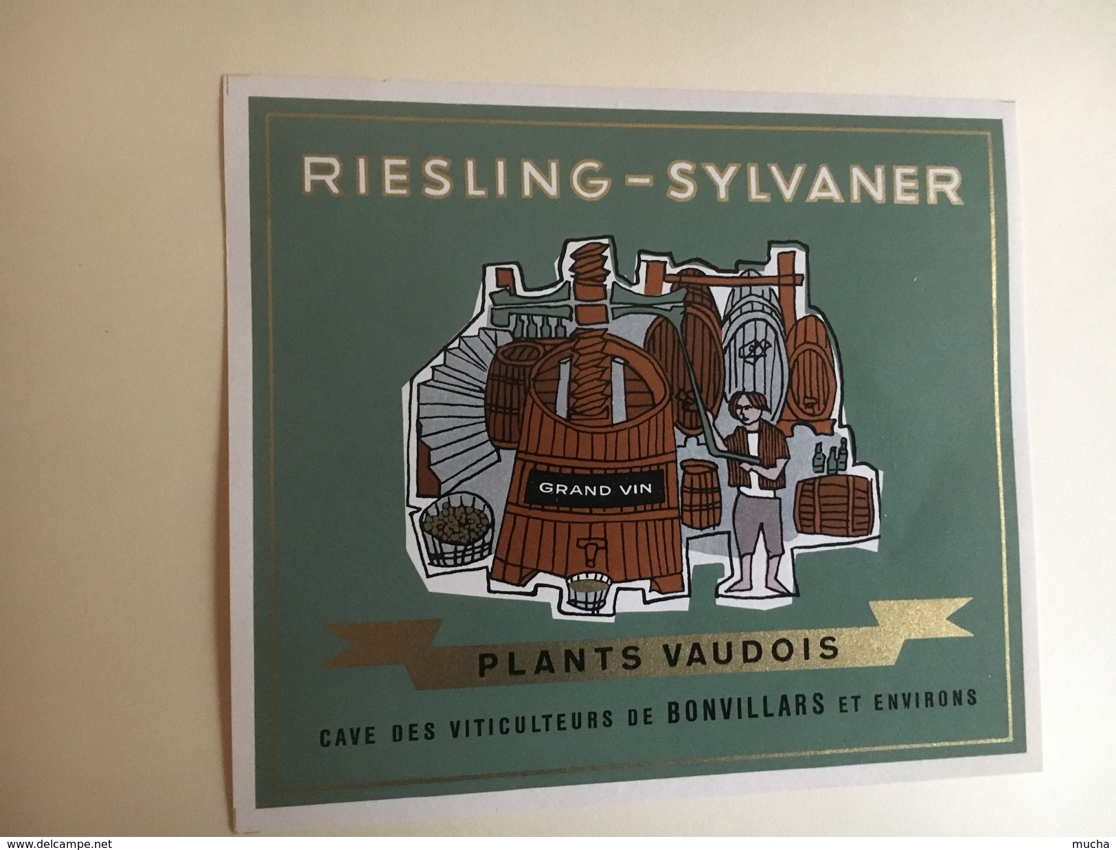 6336 - Riesling-Sylvaner 1979 Plants Vaudois  Bonvillars  Suisse 2 étiquettes  2 Tailles - Otros & Sin Clasificación