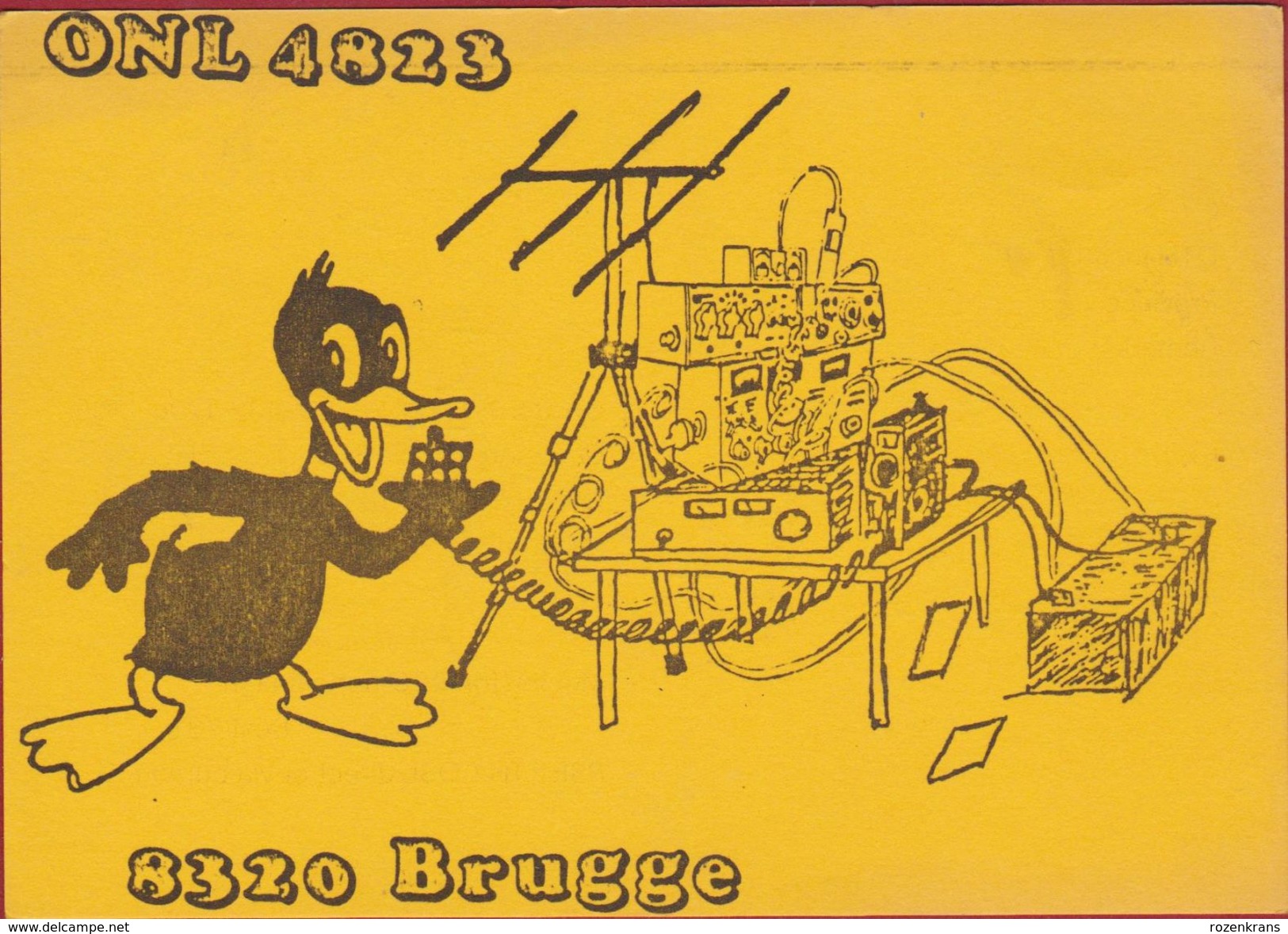 QSL Card Amateur Radio Station CB Belgian Begium Daniel Develter Brugge 1980 Disney Daffy Duck Lookalike - Radio Amateur