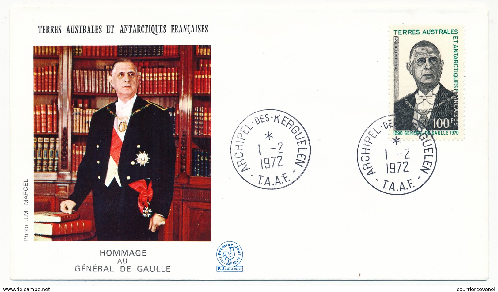 TAAF - 2 Enveloppes Premier Jour DE GAULLE - 1/2/1972 - Archipel Des Kerguelen - FDC