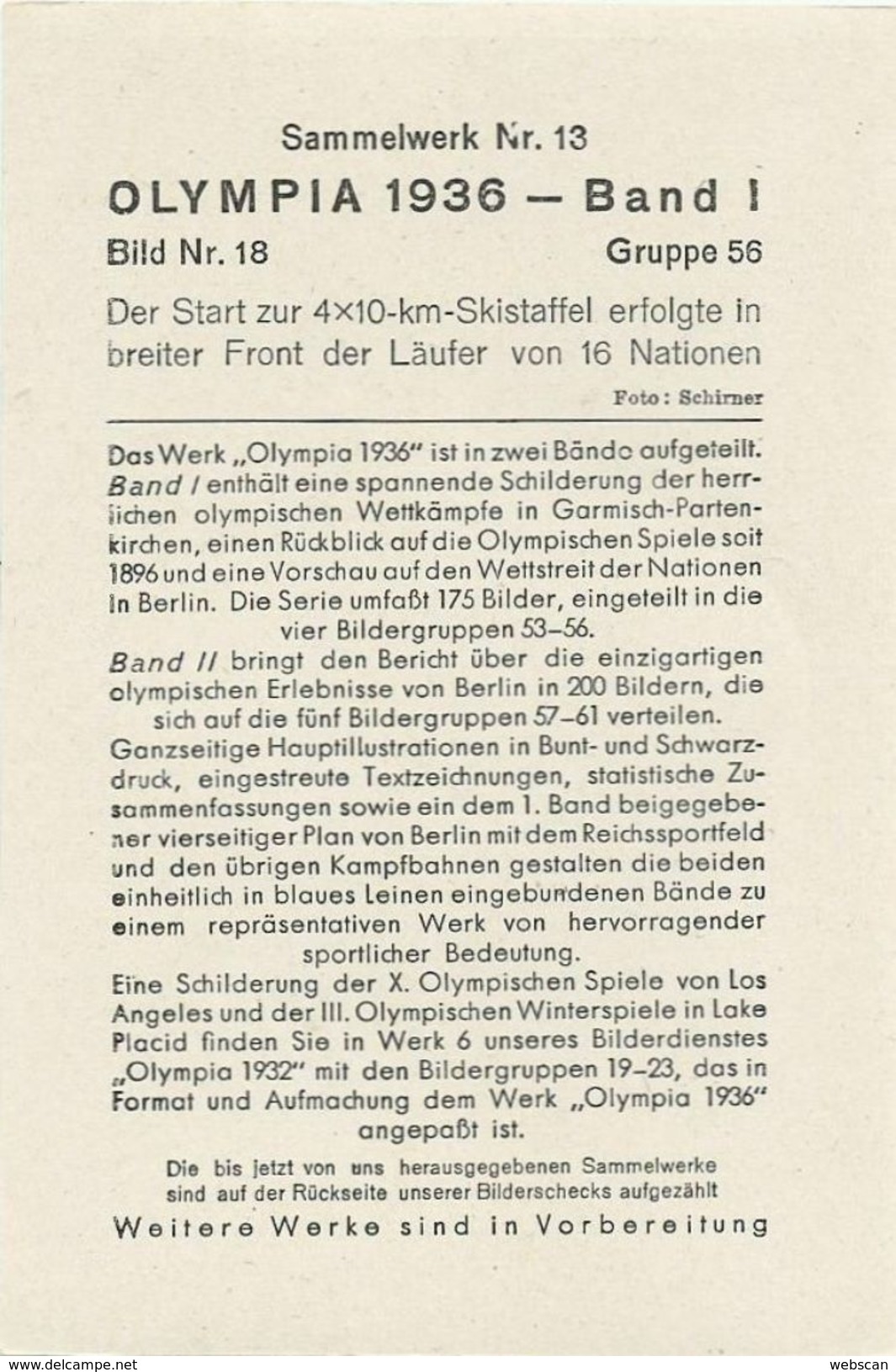 Sammelbilder Olympia 1936 - Band I - Gr. 56 - Je 8 Bilder Nach Wahl - Sammelbilderalben & Katalogue