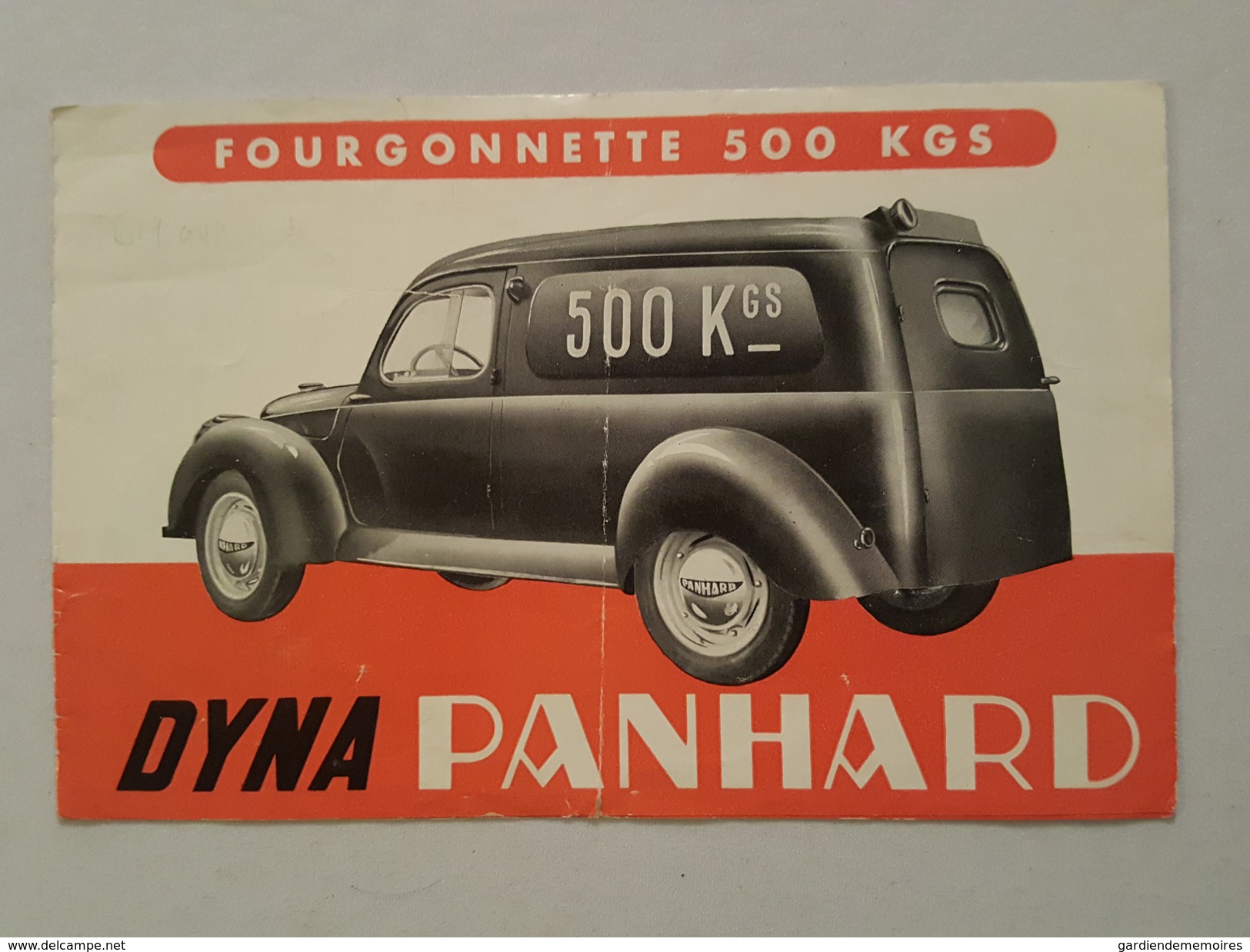 Publicité Pour L'Automobile Dyna Panhard, Fourgonnette 500 Kgs. Imprimerie Ed. Dauer - Publicités