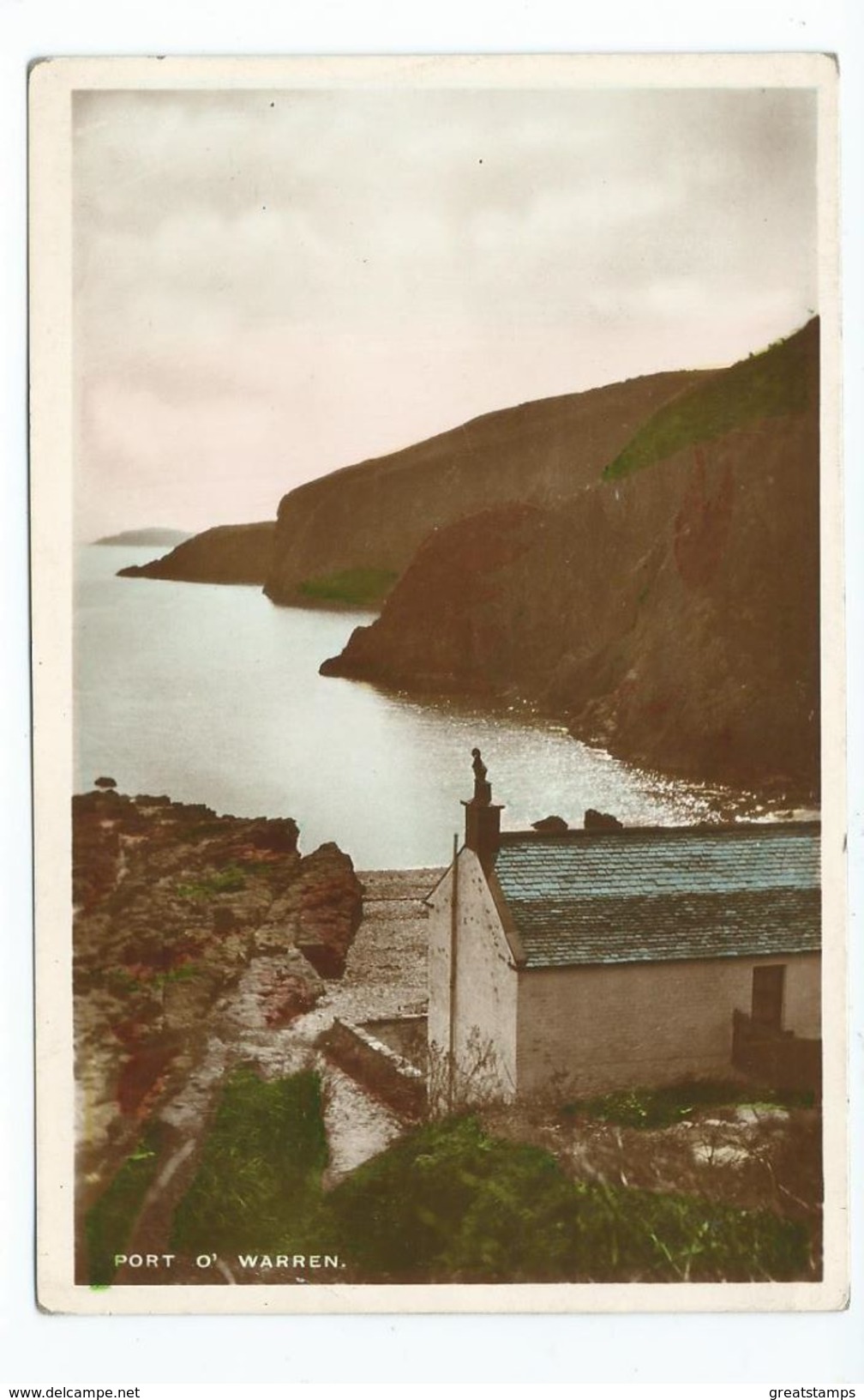 Postcard Rp Kirkcudbrightshire Scotland Unused Port O' Warren   Hand Coloured Local Publisher Small Crease Bottom Left. - Kirkcudbrightshire