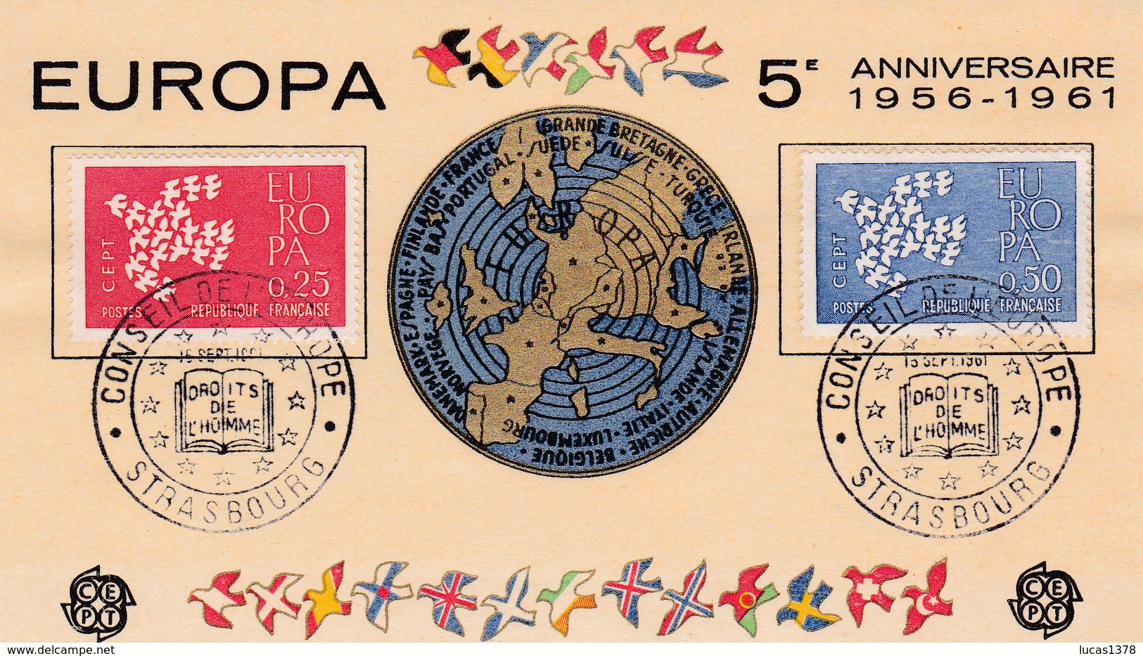 FRANCE / CARTE EUROPA 5 E ANNIVERSAIRE 1956.1961 - 1961