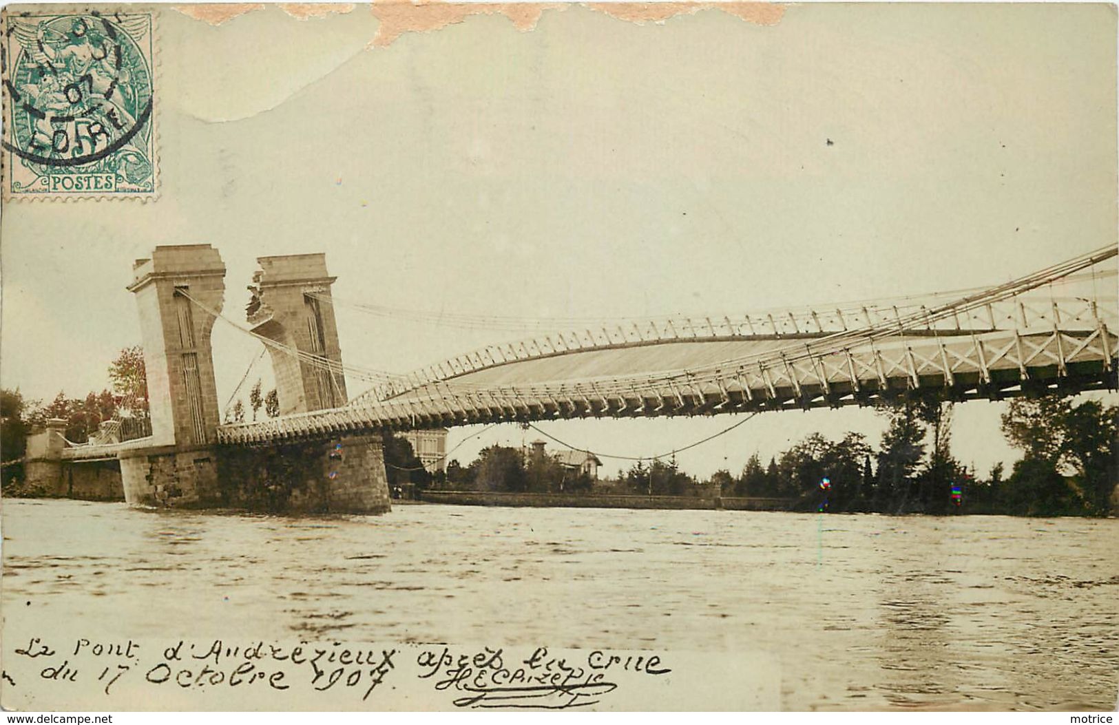 LE PONT D'ANDREZIEUX Après La Crue Di 17 Octobre 1907,carte Photo - Andrézieux-Bouthéon