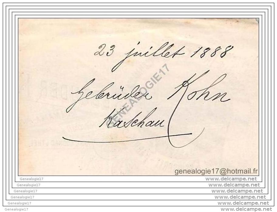 96 1247 SLOVAQUIE SLOWAKEI SLOVAKIA  KASCHAU Koet Scaron Ice  1888 Rosoglio Rum GEBRÂŽDER KOHN - JAMAIKA Essigsprit Fab - Autres & Non Classés