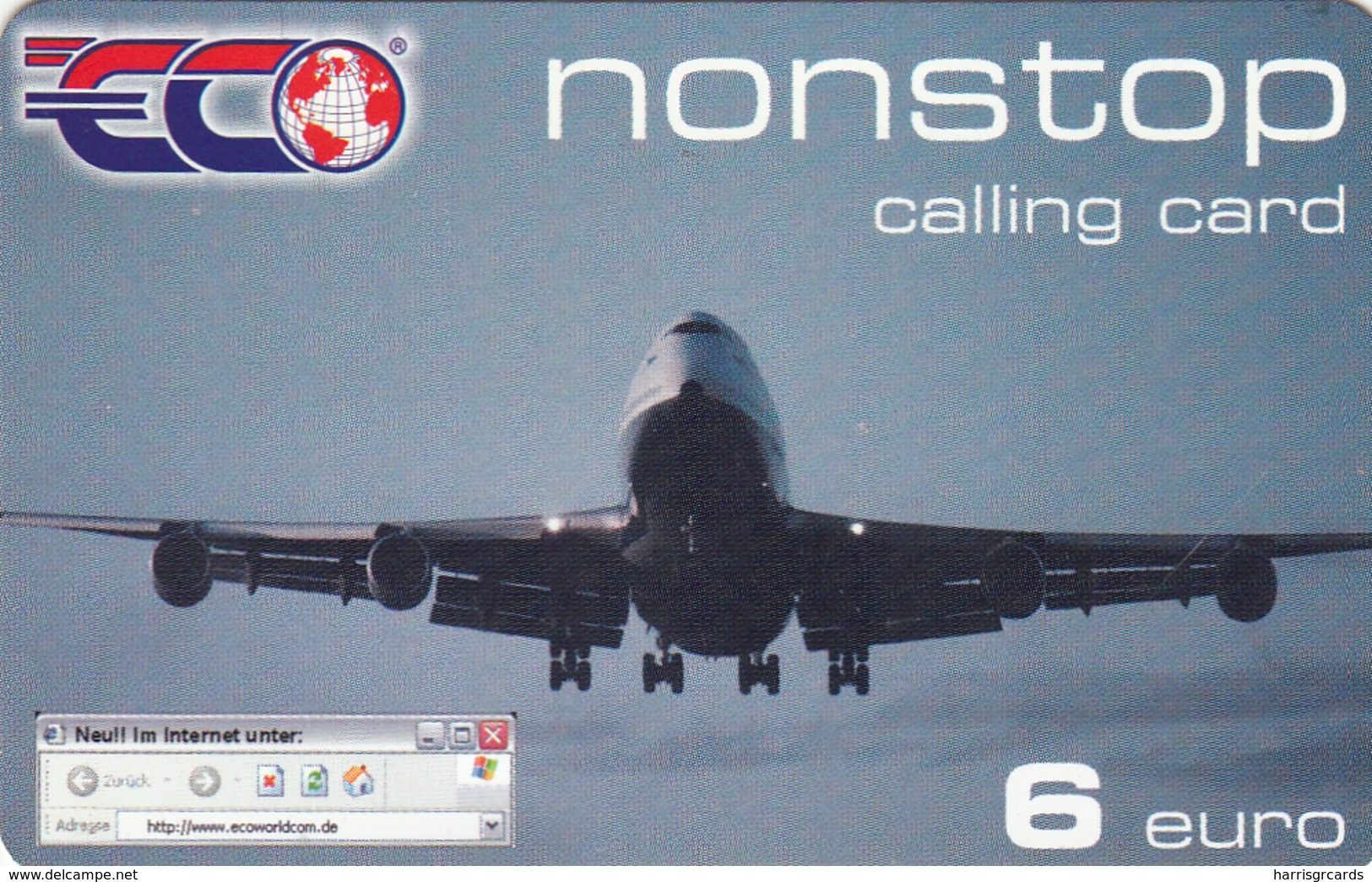 GERMANY PHONECARDS - ECO - Nonstop (Boeing 747) ,6€, Used - Avions