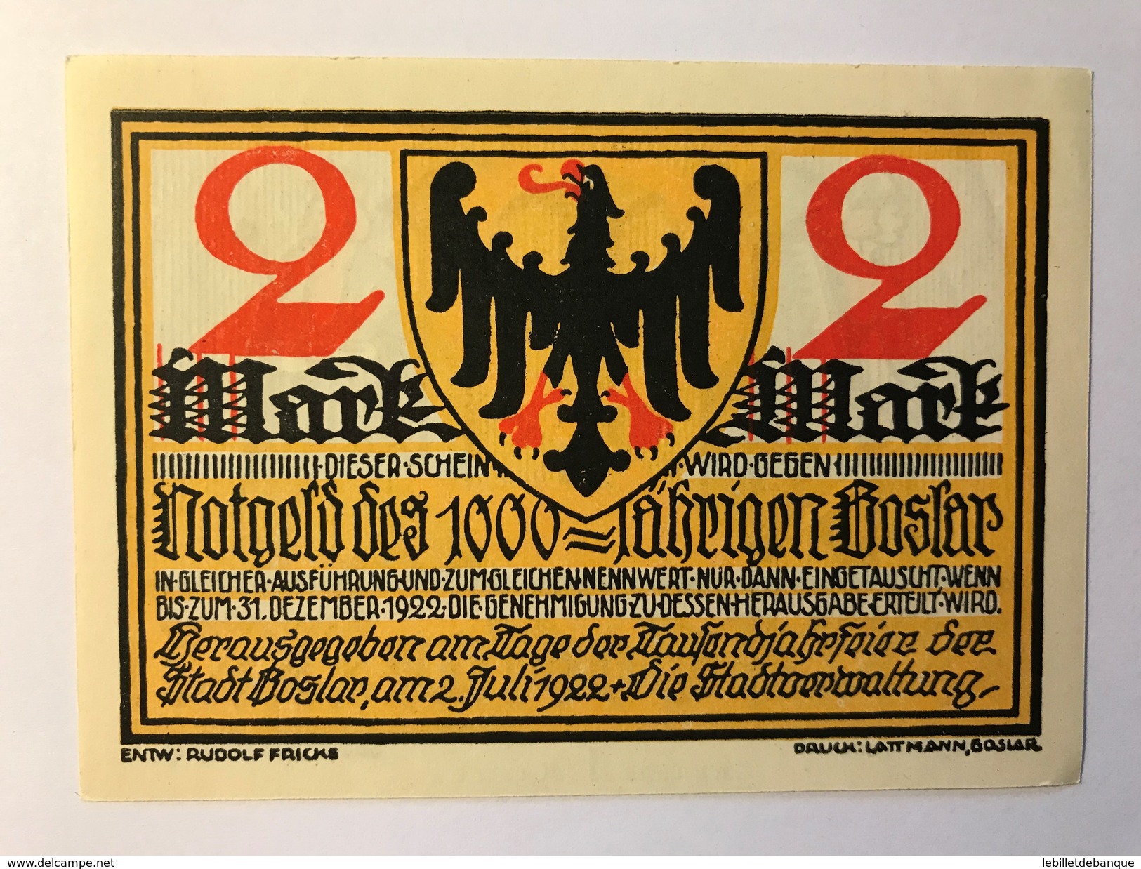 Allemagne Notgeld Goslar 2 Mark - Collections