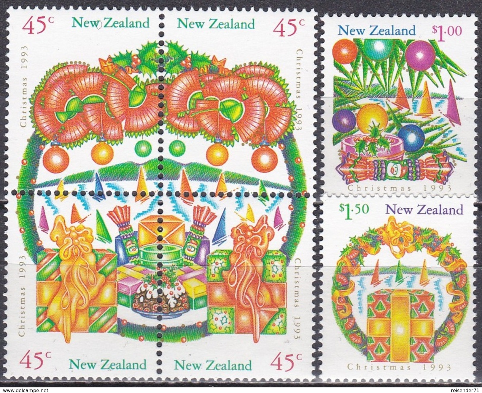 Neuseeland New Zealand 1993 Religionen Christentum Weihnachten Christmas, Mi. 1298-3 ** - Ungebraucht