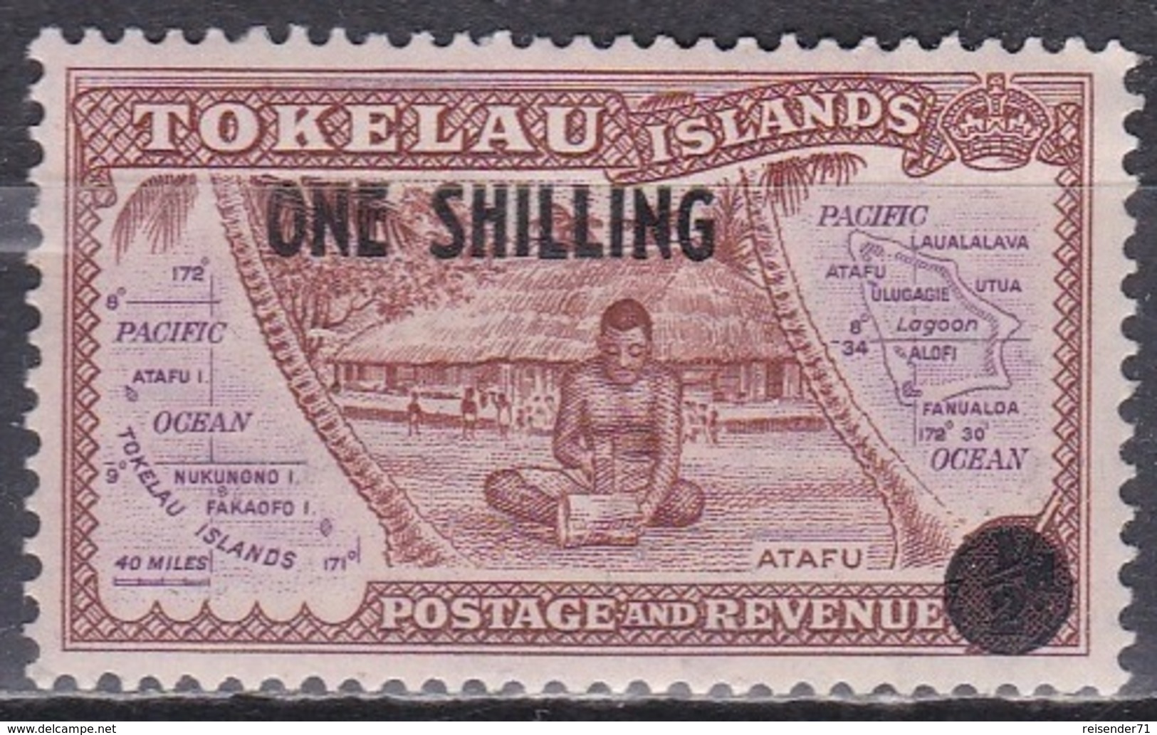 Tokelau-Inseln 1948 Landesansichten Eingeborene Hütten Huts Inseln Islands Atafu, Mi. 5 ** - Tokelau