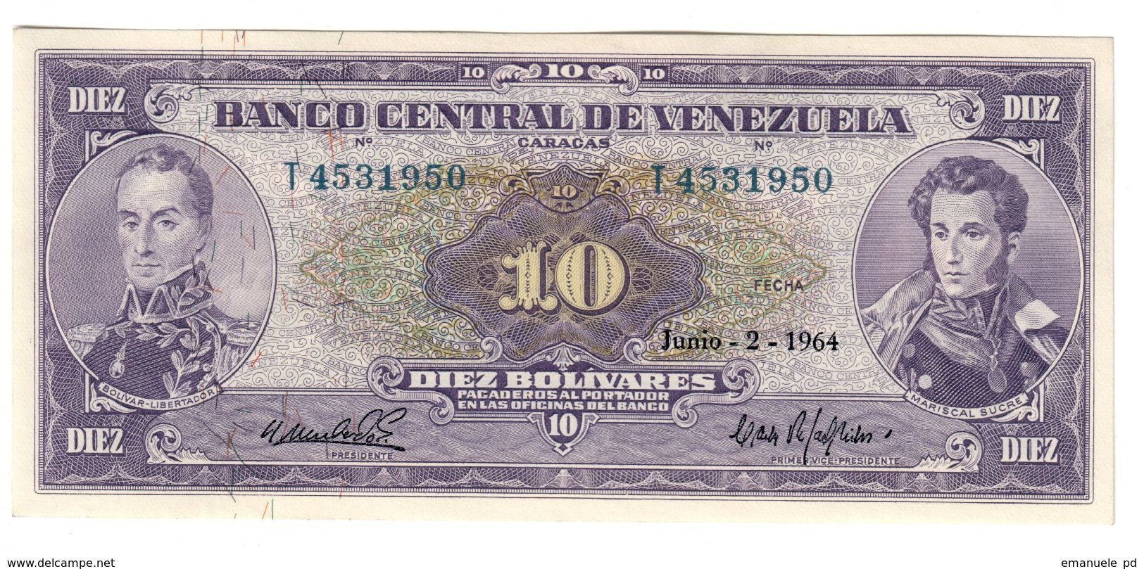 Venezuela 10 Bolivares 02/06/1964 AUNC - Venezuela