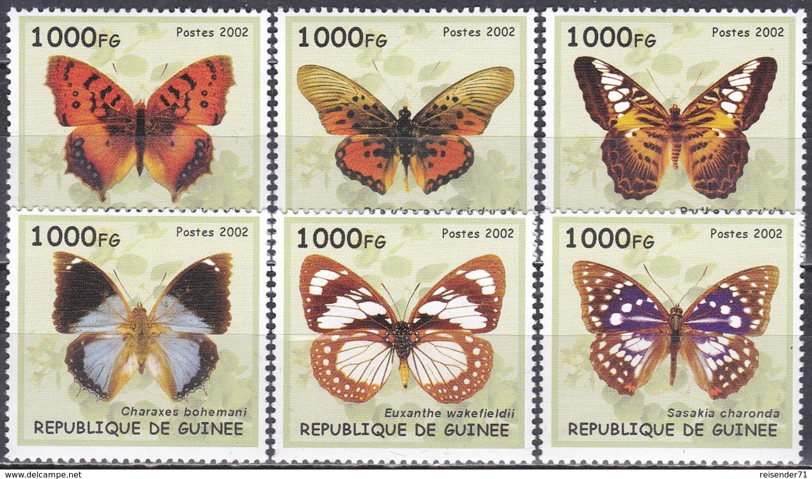 Guinea 2002 Tiere Fauna Animals Schmetterlinge Butterflies Insekten Insects, Mi. ??? ** - Guinea (1958-...)