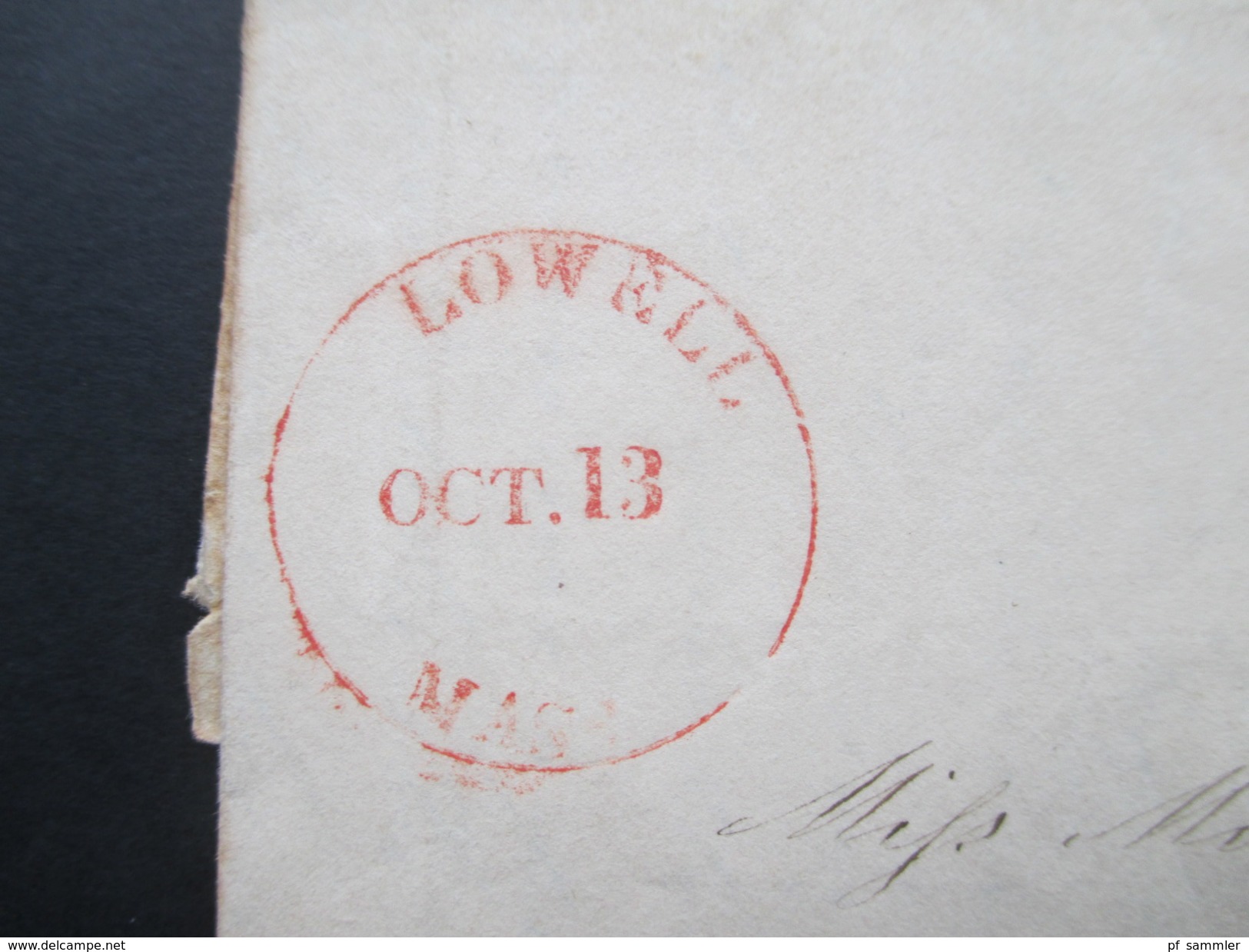 USA 1831 Bartaxe 6 Cents Roter Einkreisstempel K1 Lowell Oct. 13 Mass / Massachusetts. Mit Inhalt! Interessant??!! - …-1845 Voorfilatelie