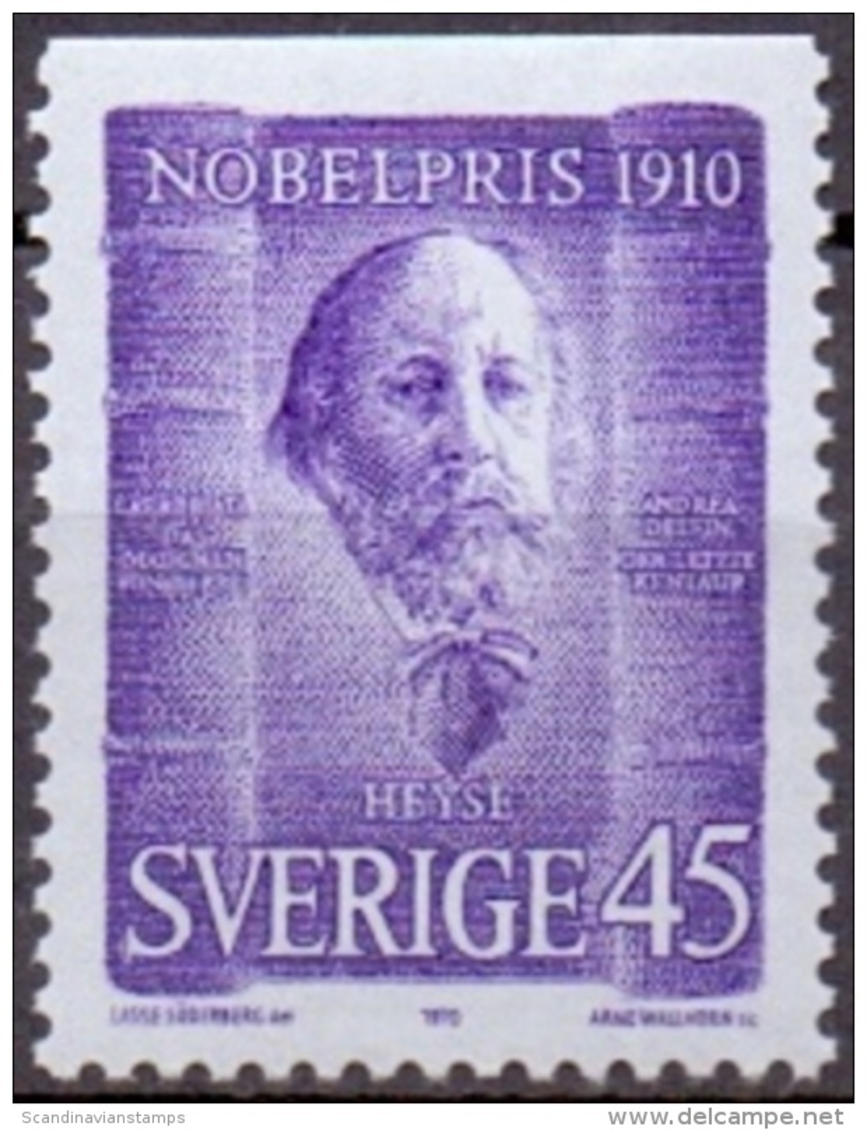 ZWEDEN 1970 45öre Nobel 1910 Driezijdig Getand PF-MNH - Neufs