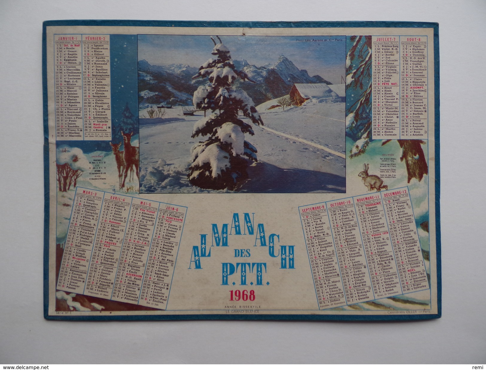 CALENDRIER P.T.T. POSTE POSTES 1968 ALMANACH CALENDAR KALENDER - Grand Format : 1961-70