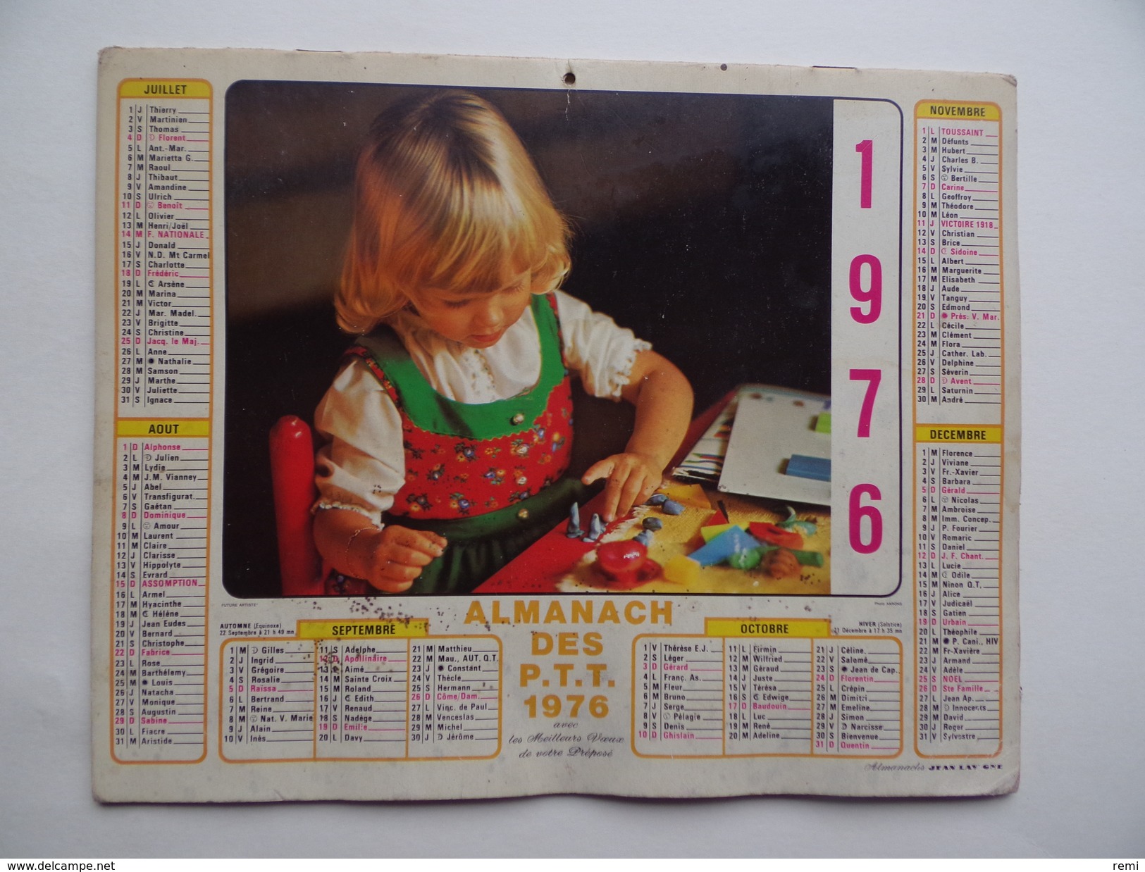 CALENDRIER P.T.T. POSTE POSTES 1976 ALMANACH CALENDAR KALENDER - Grand Format : 1971-80