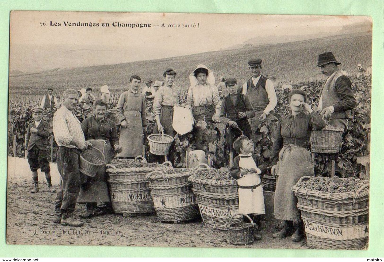 VENDANGES EN CHAMPAGNE ,  Moët Et Chandon , "A Votre Santé" , Photographe G.Franjou à Ay - Champagne - Ardenne