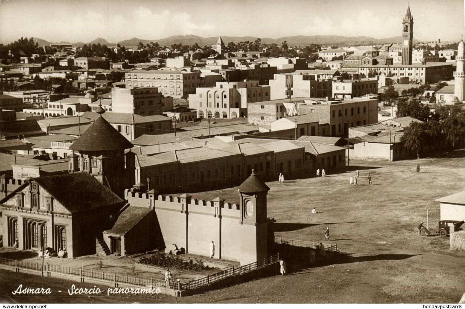 Eritrea, ASMARA, Scorcio Panoramico, Enda Mariam Cathedral (1942) RPPC Postcard - Eritrea