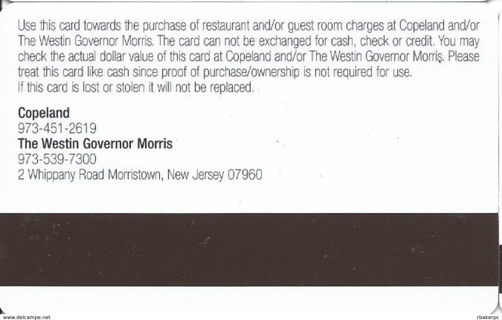Copeland / Westin Governor Morris - Hotel Gift Card - Gift Cards