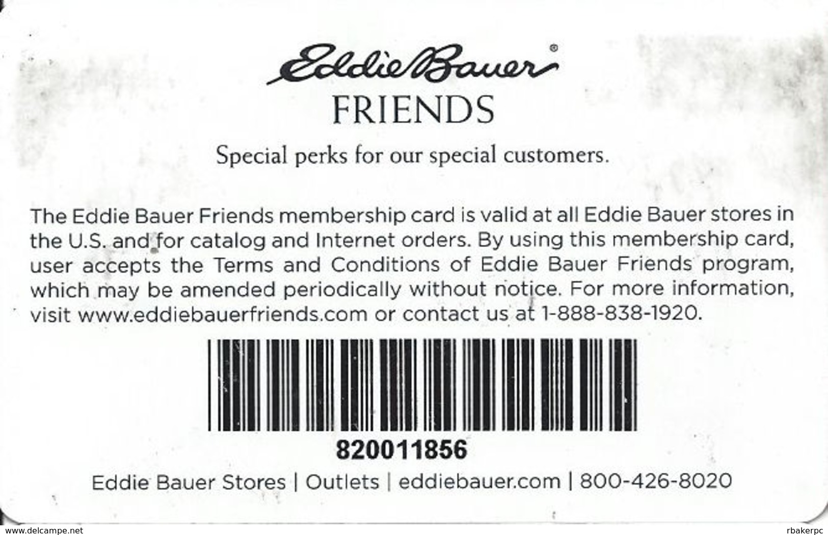 Eddie Bauer - Customer Loyalty/Membership Card - Other & Unclassified