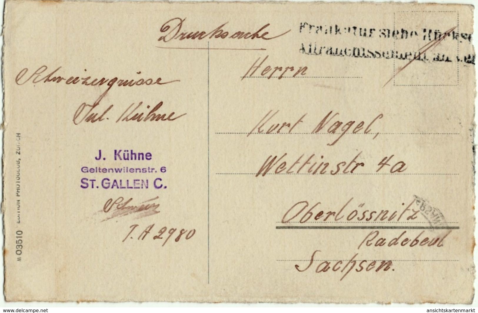 St. Gallen, Café Greif, Erker, Alte Postkarte 1930 - St. Gallen