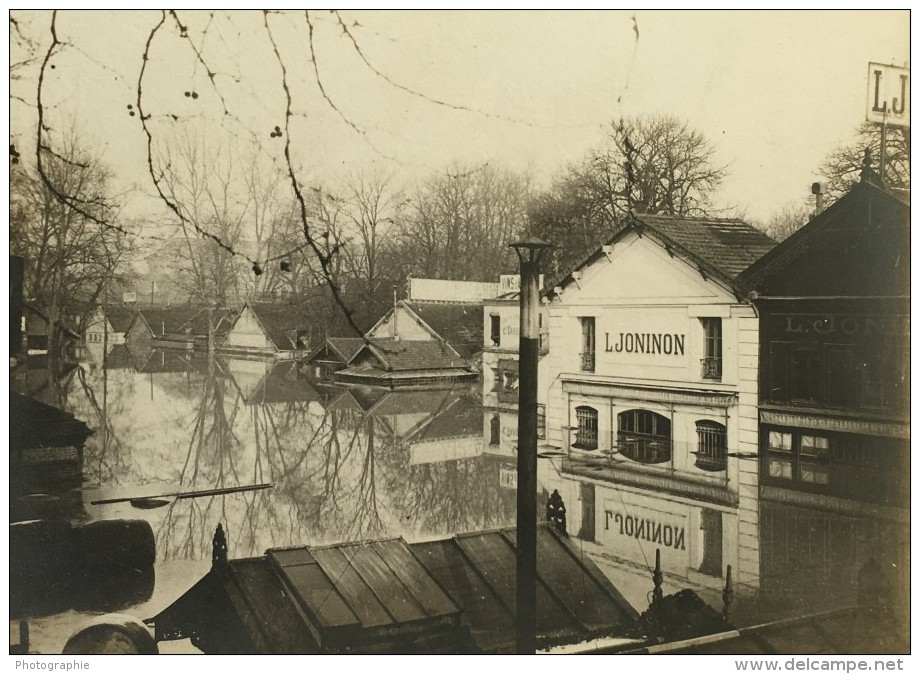 Paris Inondations De 1910 Crue De La Seine Vins L. Joninon Ancienne Photo Anonyme - Places