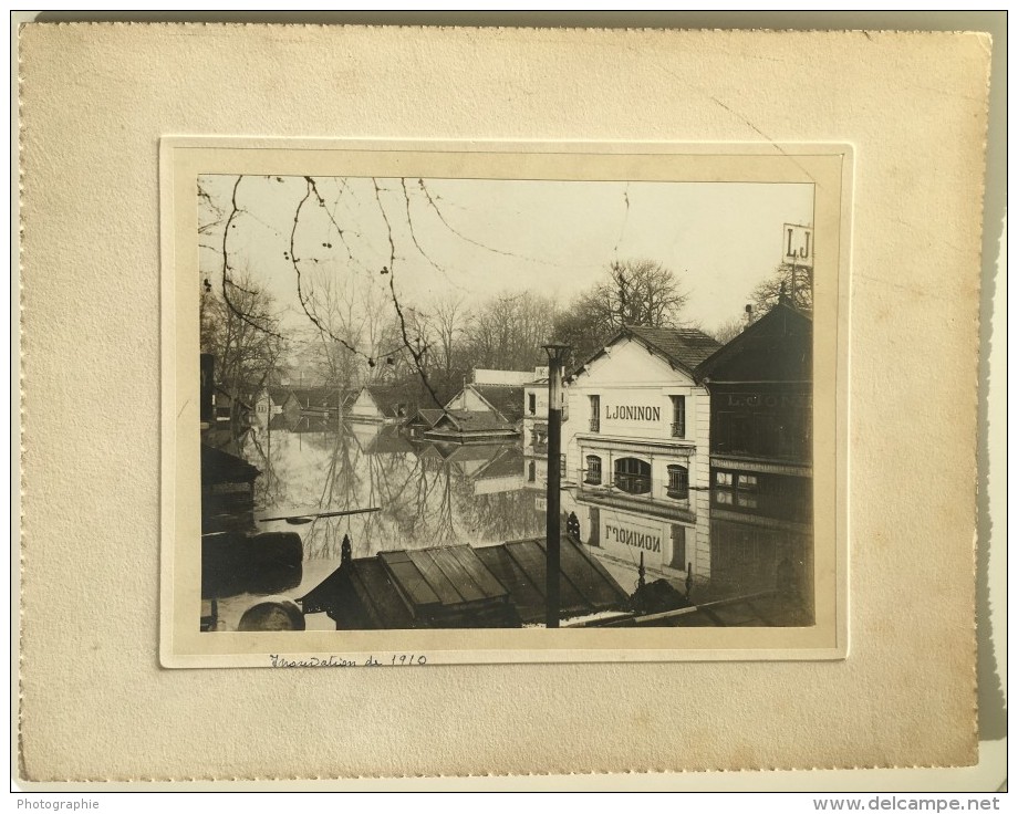 Paris Inondations De 1910 Crue De La Seine Vins L. Joninon Ancienne Photo Anonyme - Places